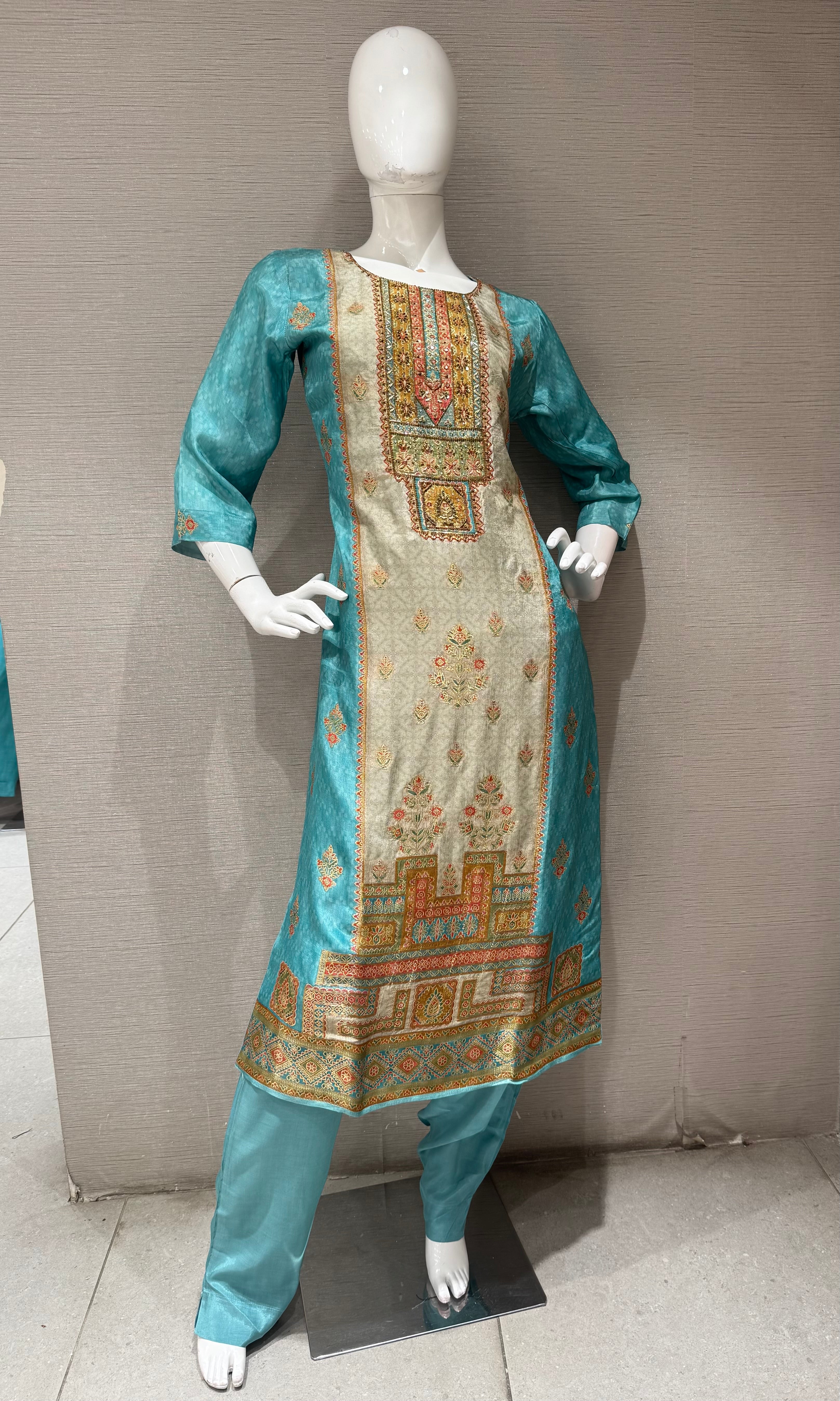 Blue ethnic printed kurta set