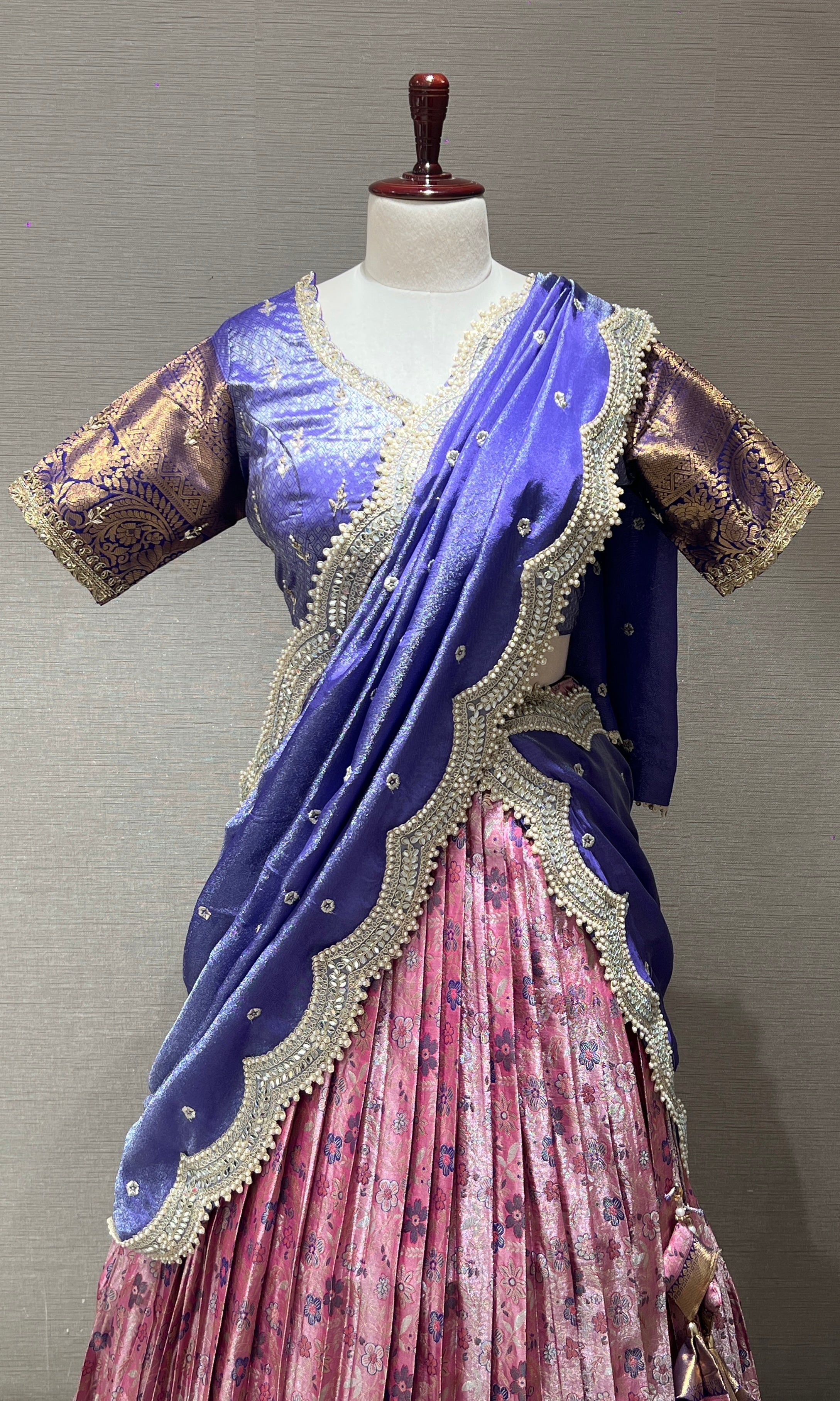 Light Pink and Blue Lehenga