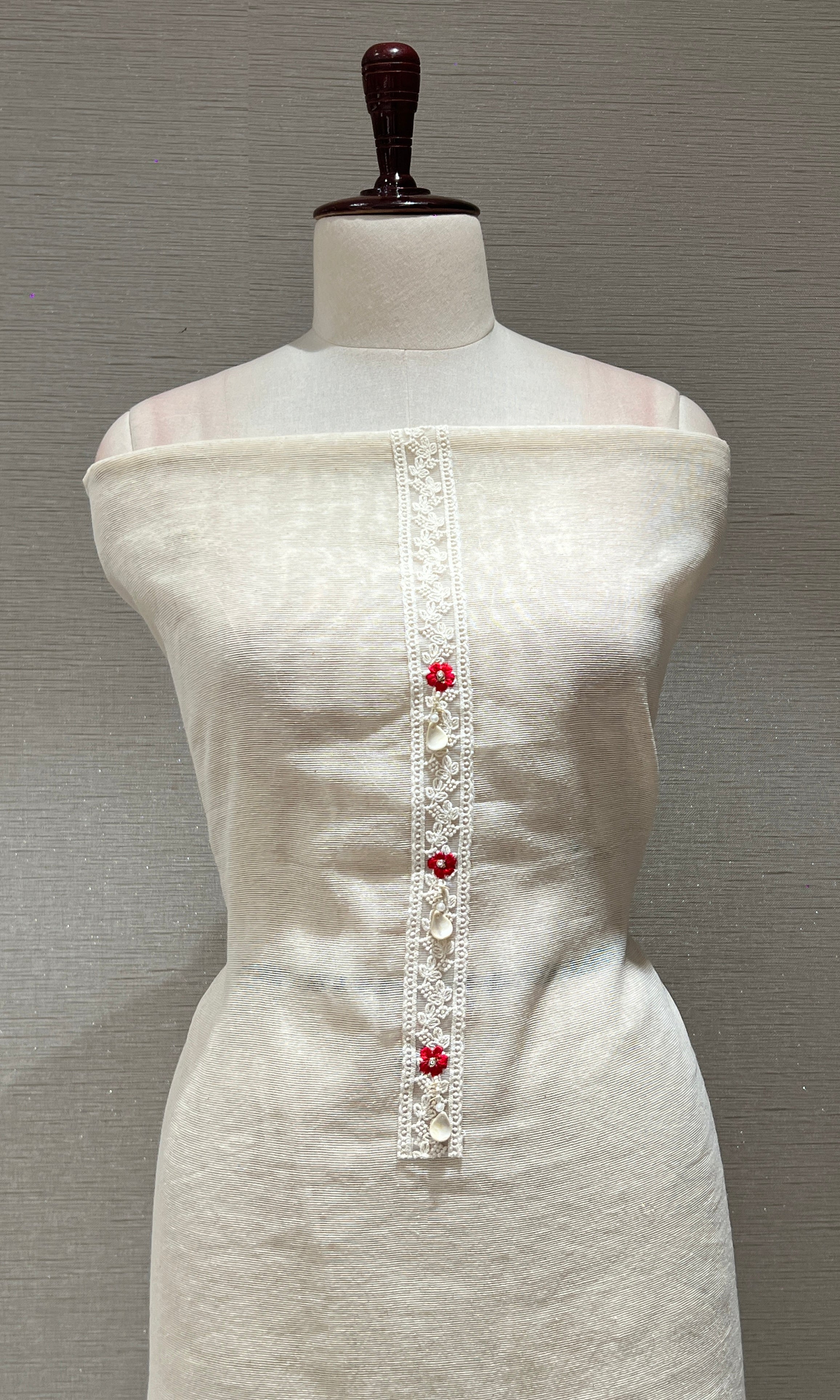 Cream FLORAL dress material