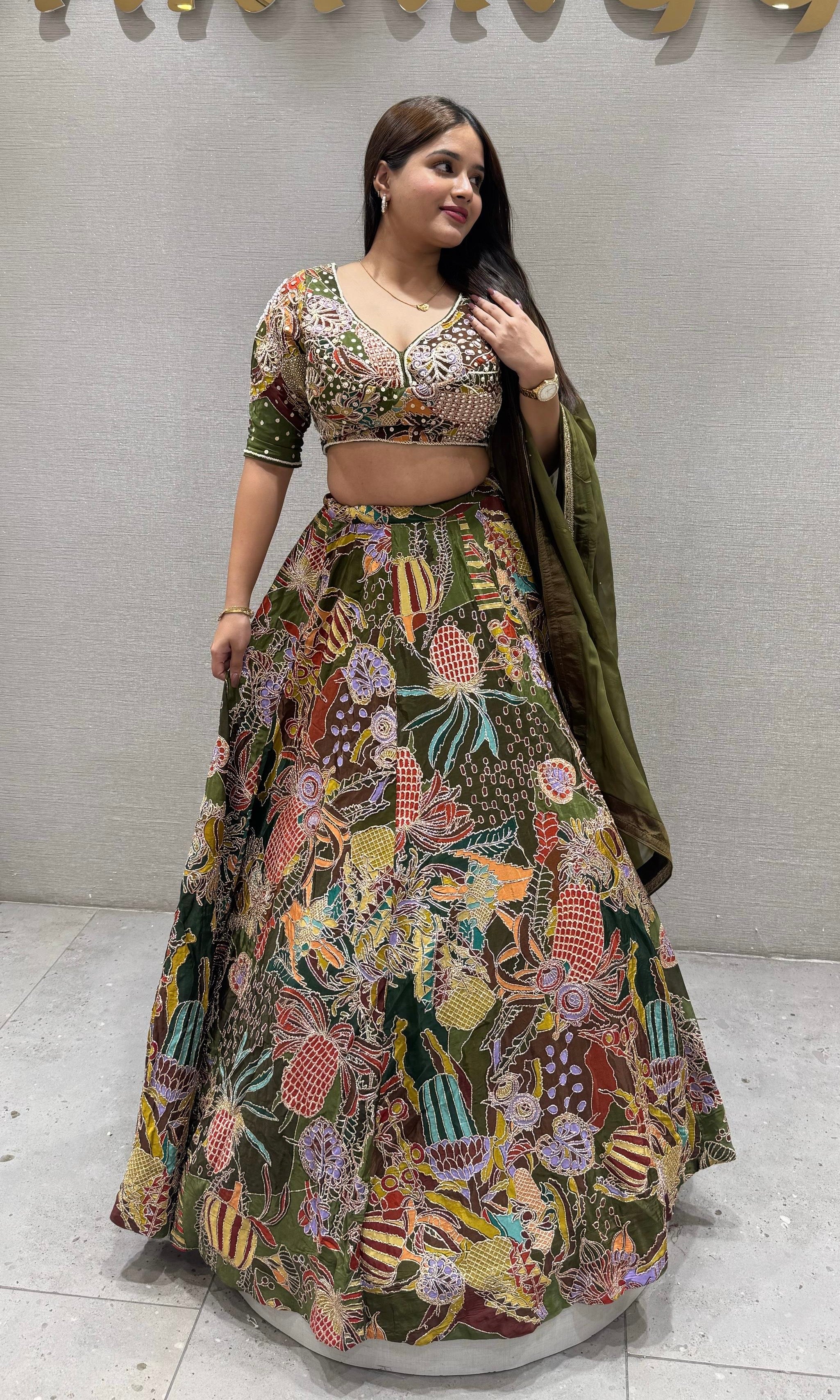 Multi crop top with lehenga