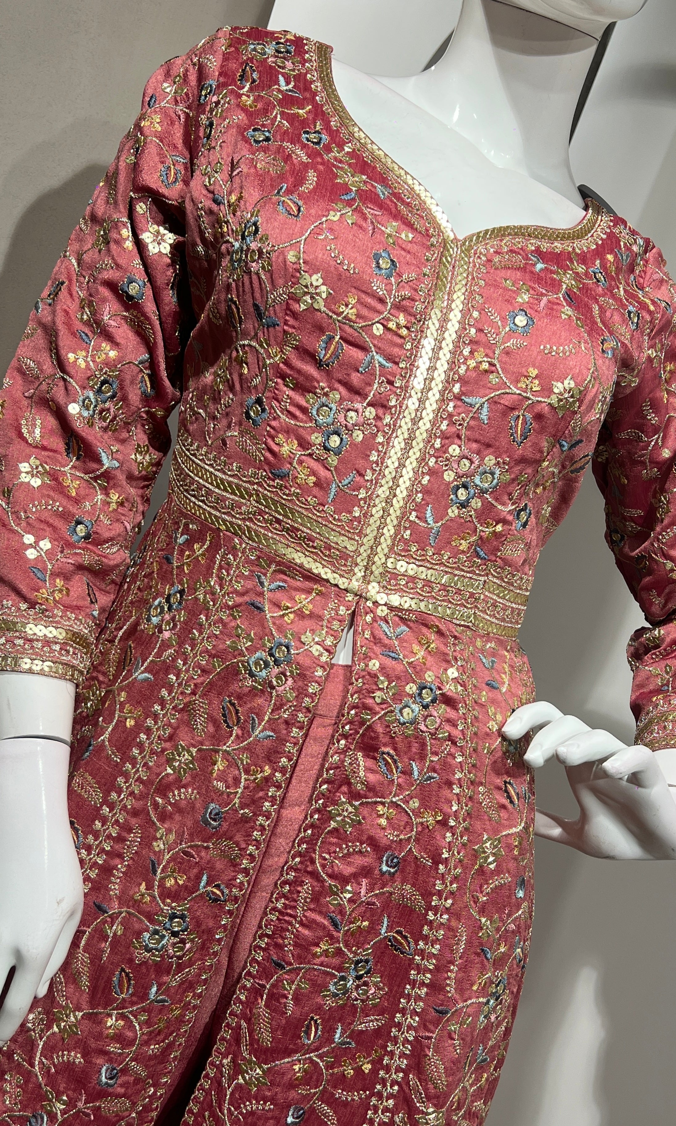 ROSE pink FRONT SLIT ANARKALI SET