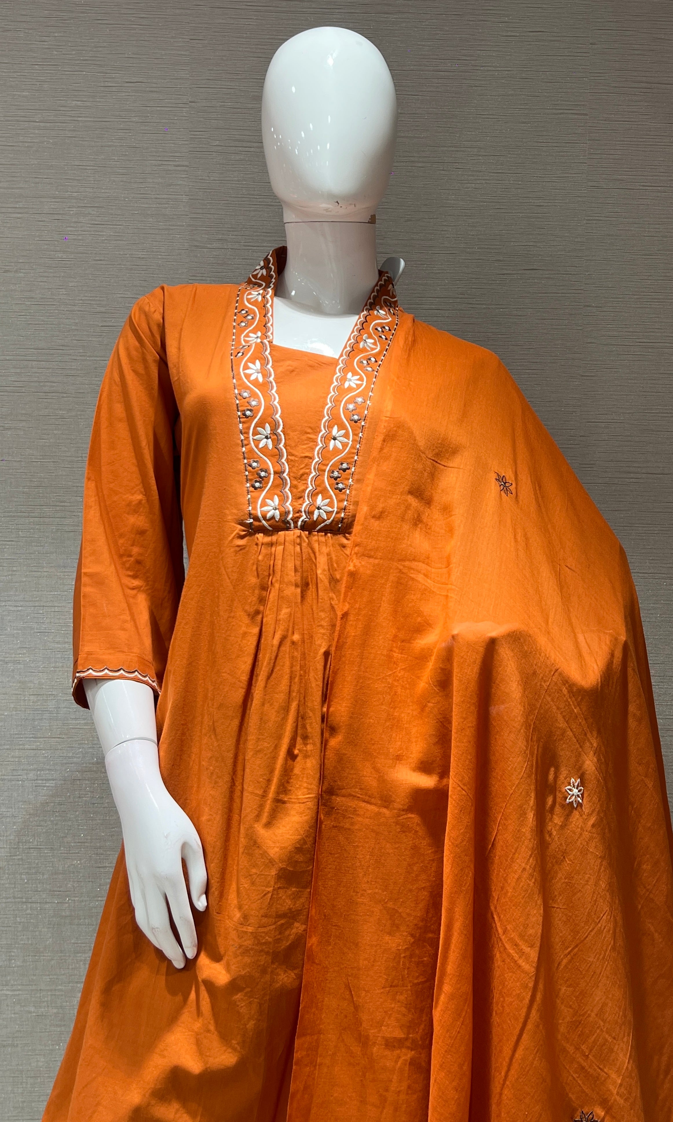Rust EMBROIDERED kurta set