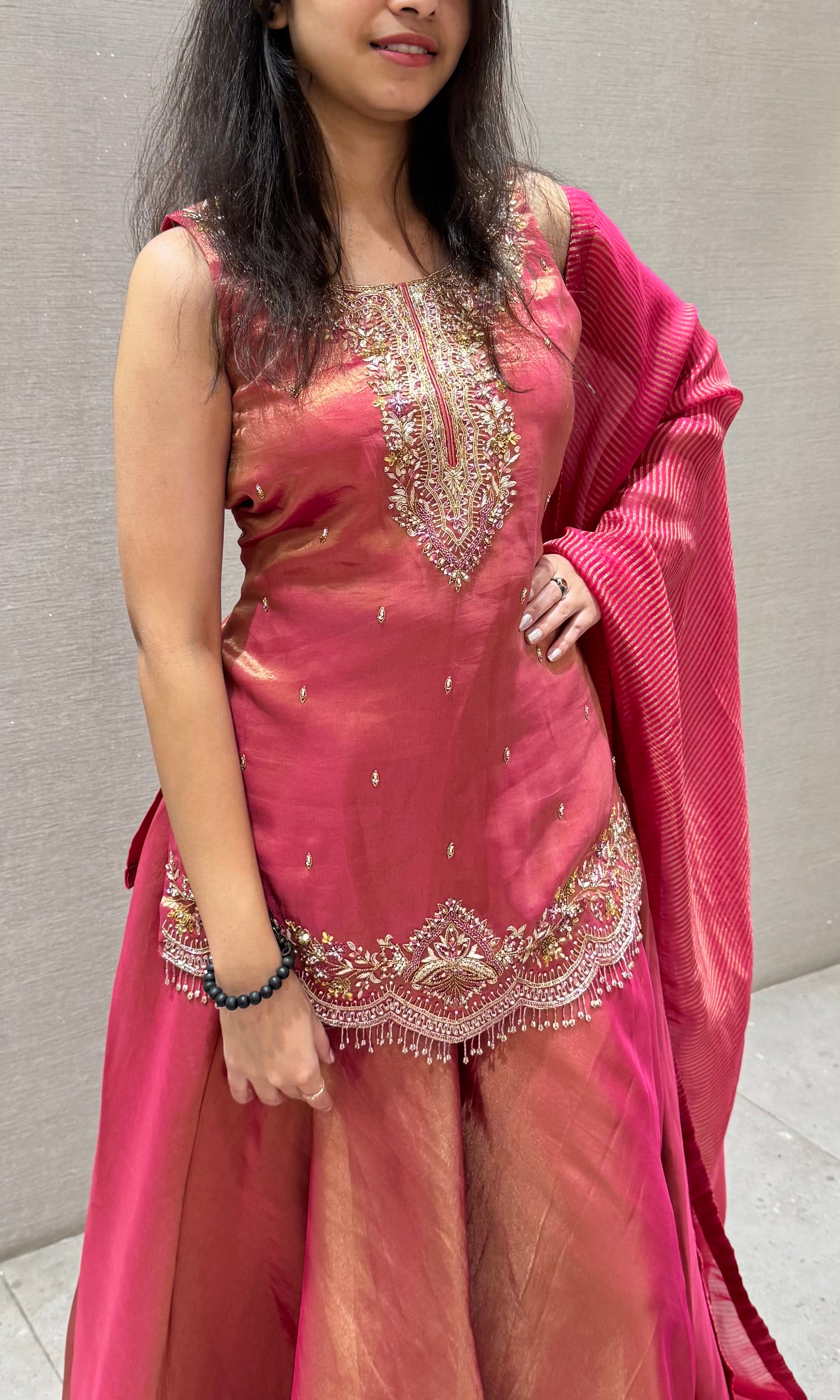 PINK EMBROIDERED SHARARA SET