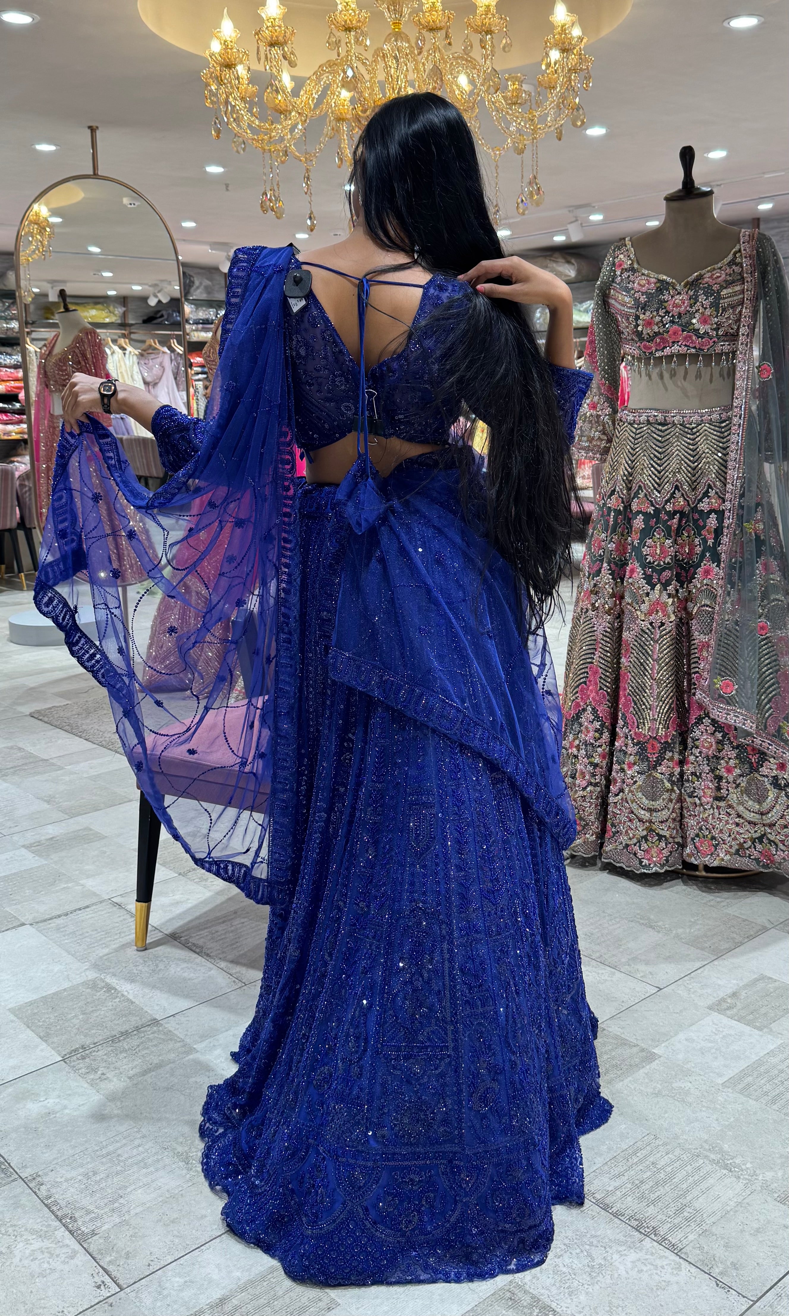 ROYAL BLUE EMBELLISHED BRIDAL LEHENGA
