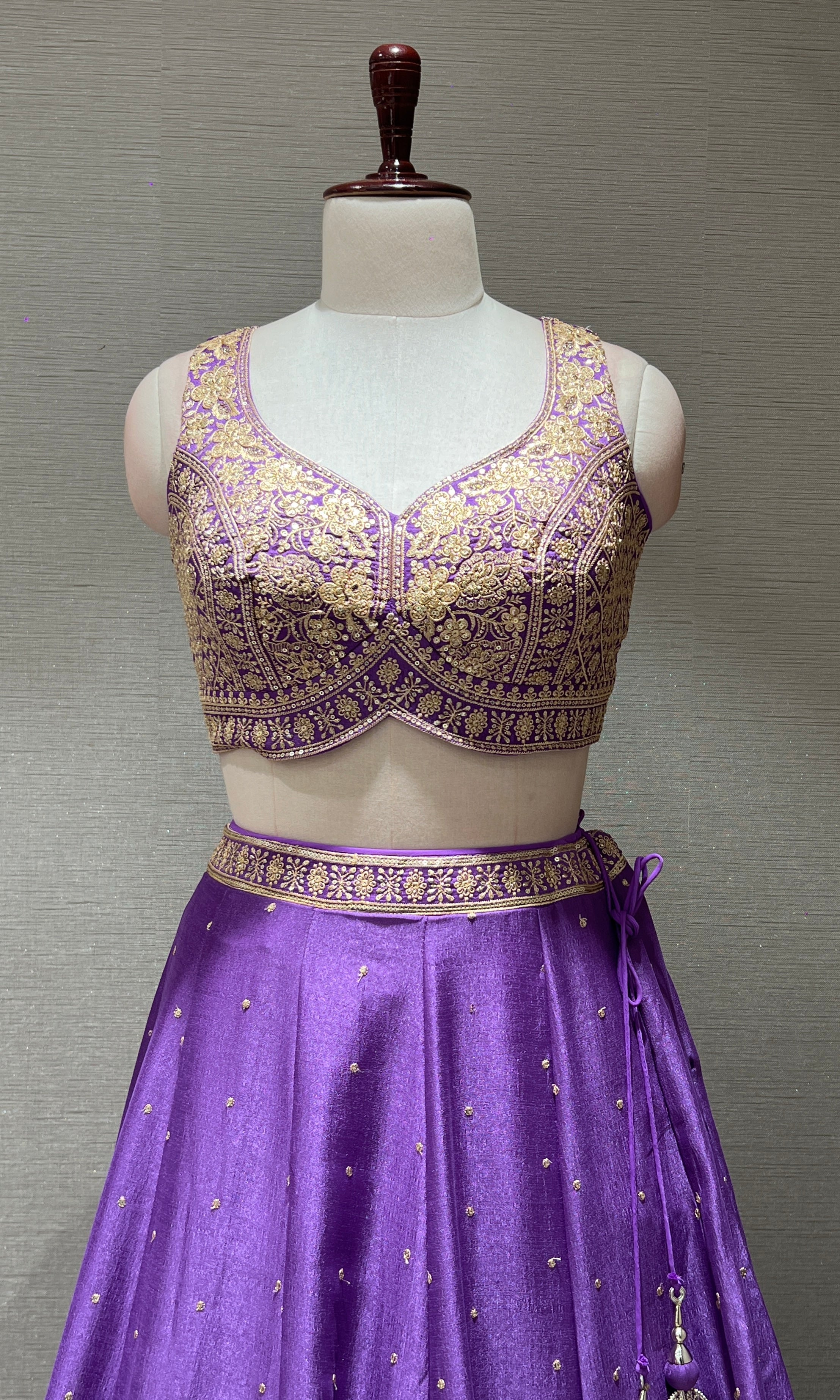 LIGHT Purple Chanderi Silk Embroidered Lehenga Set