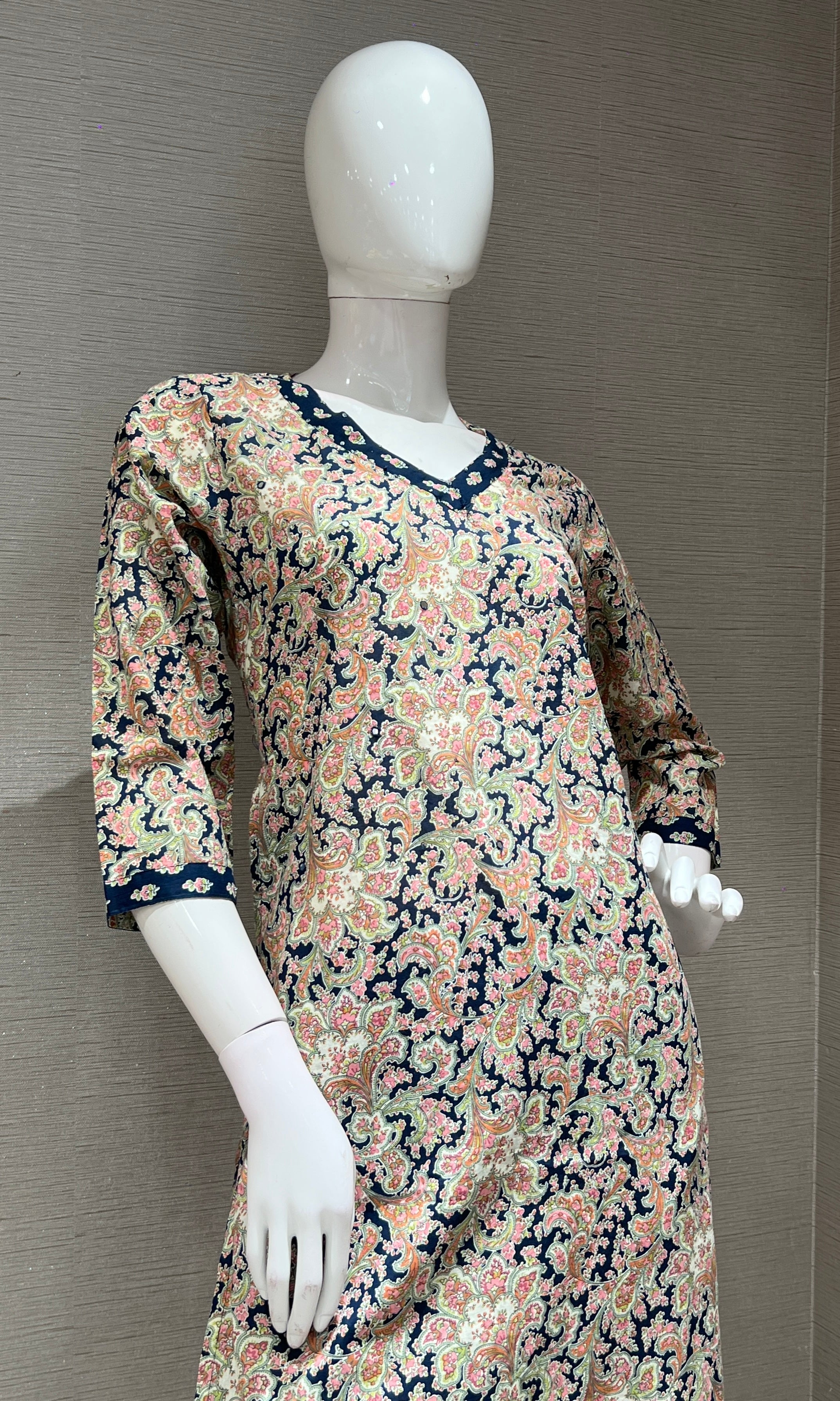 Light pink floral print kurta set