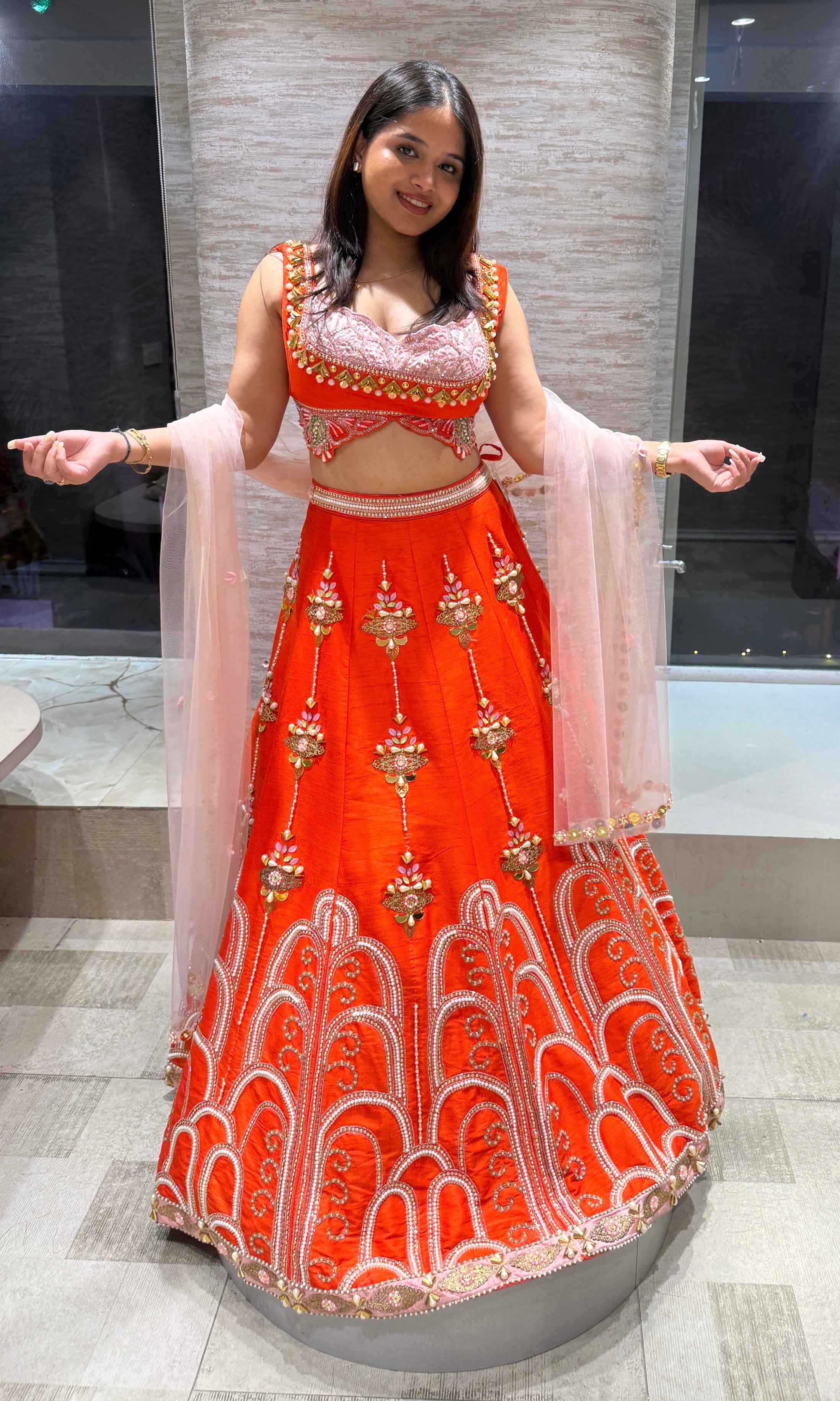 Orange Radiance embroidered lehenga