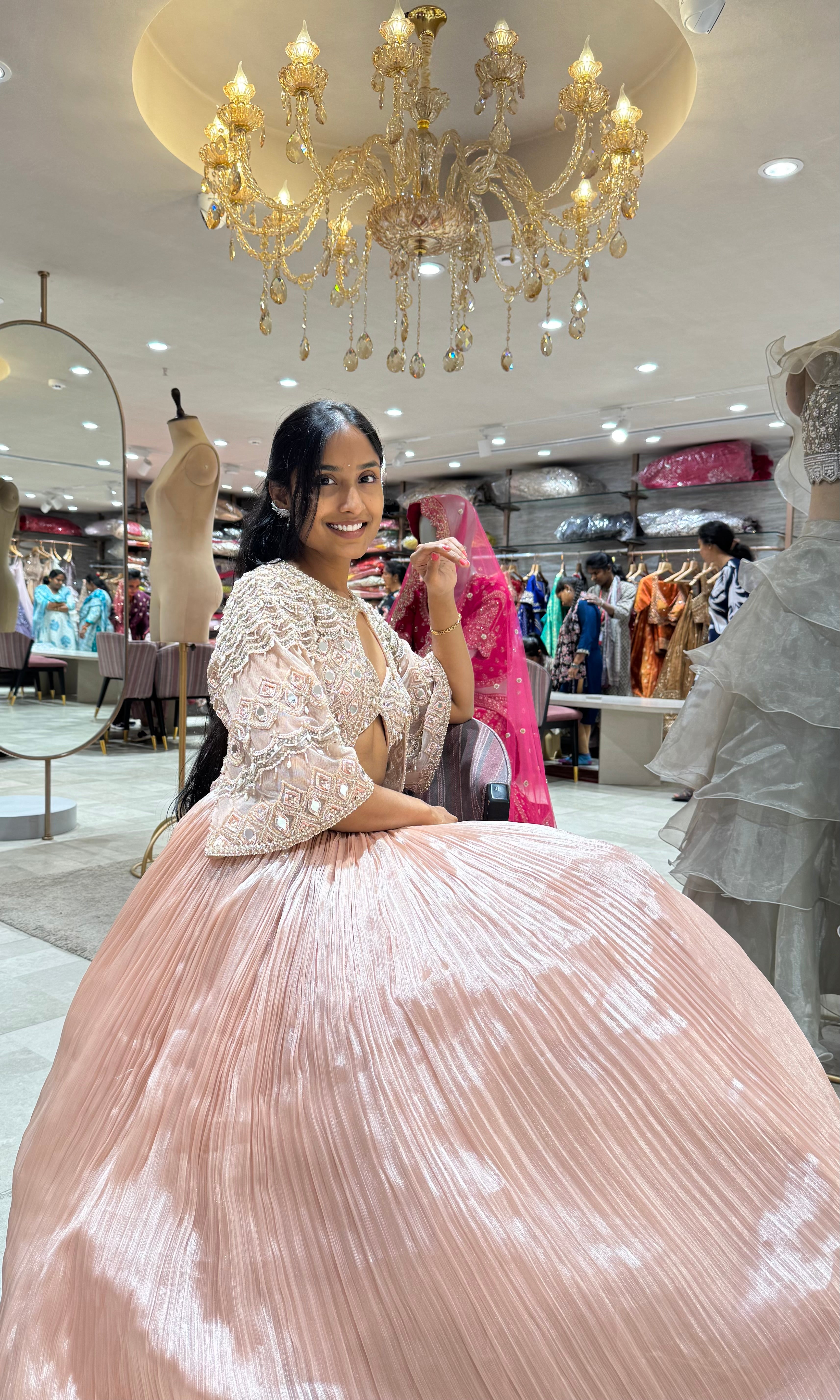 pastel PEACH embellished lehenga