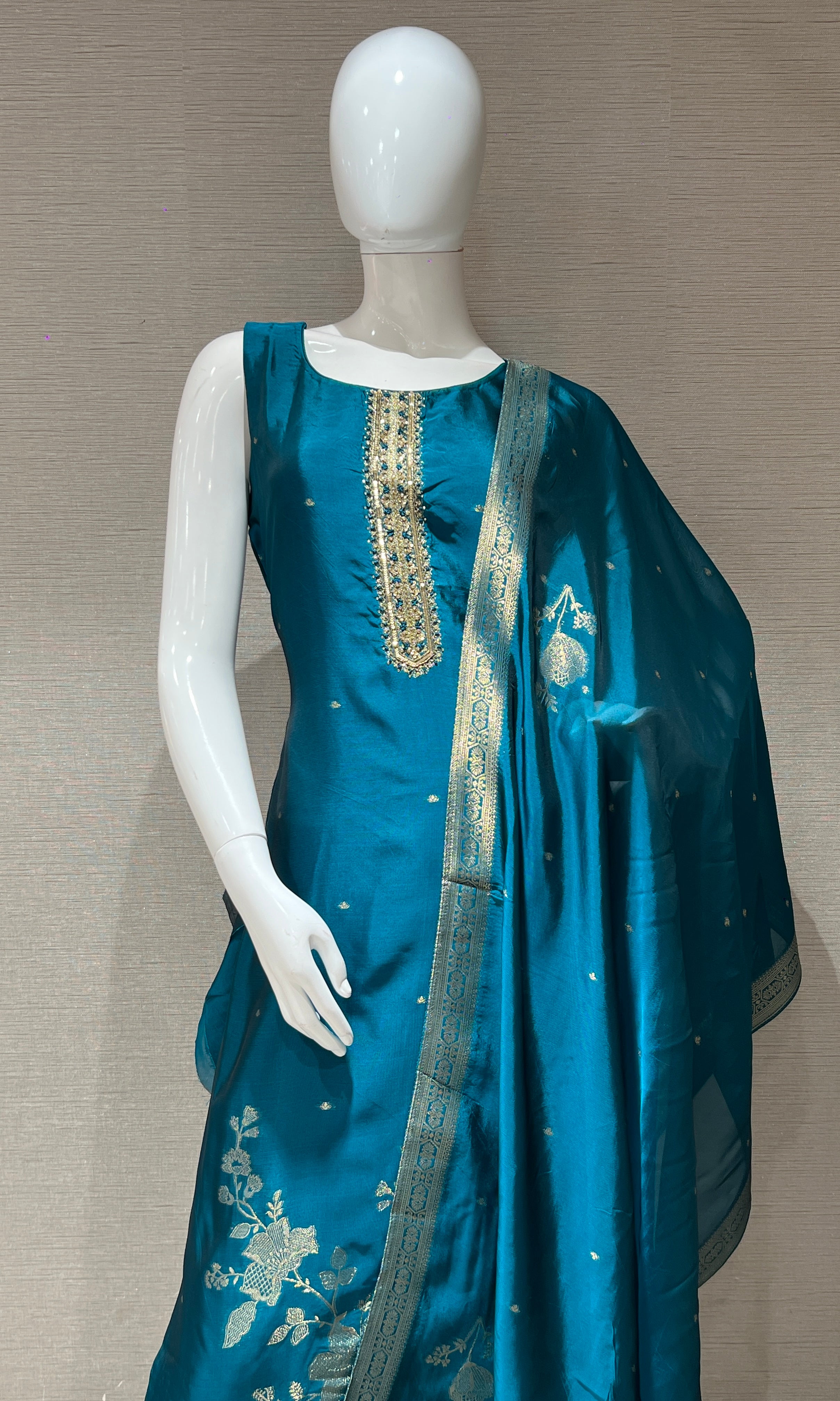 peacock Blue kurta set