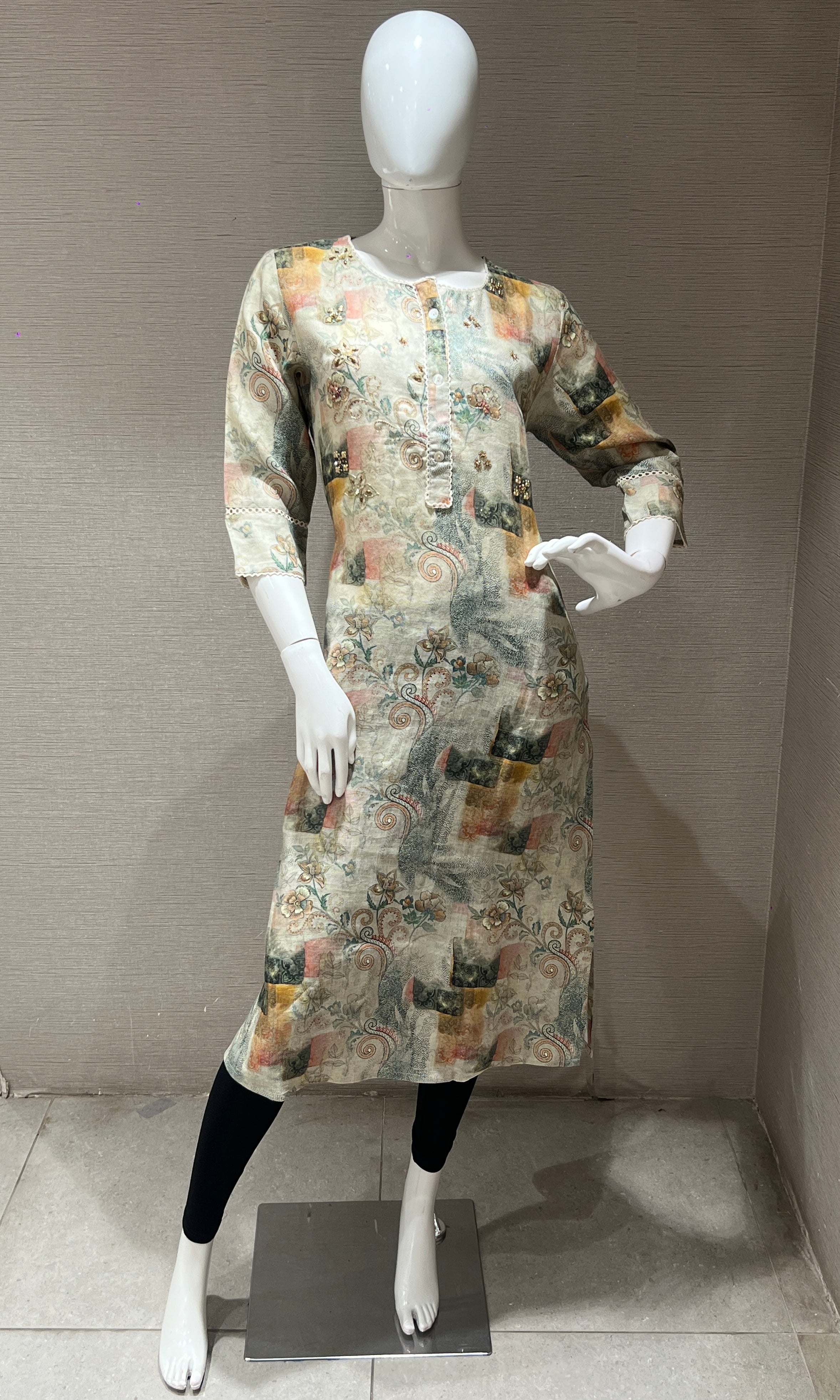 multi green Printed Floral Kurti top