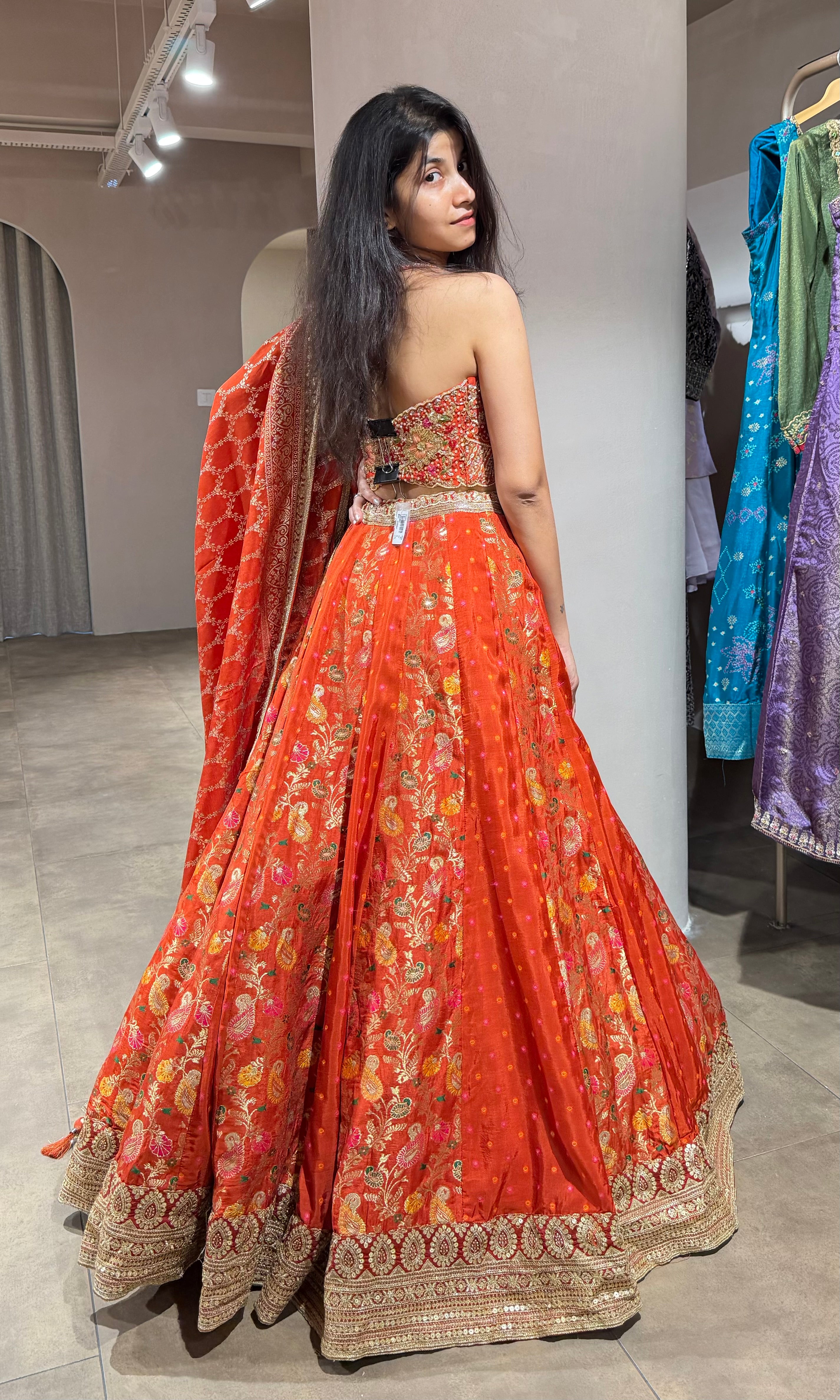 Rust INTRICATE EMBROIDERED LEHENGA