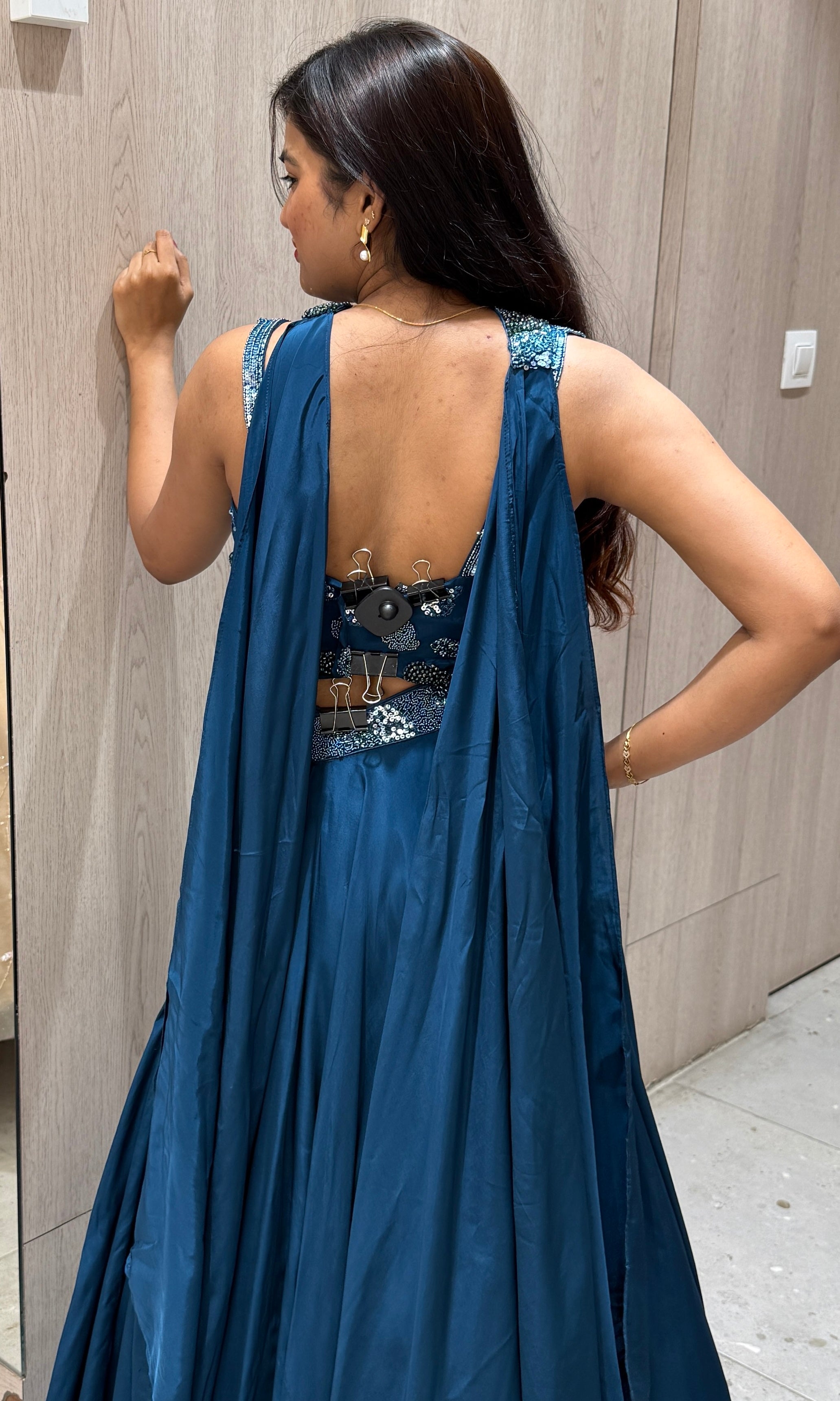 Blue lehenga with neck Dupatta 1000