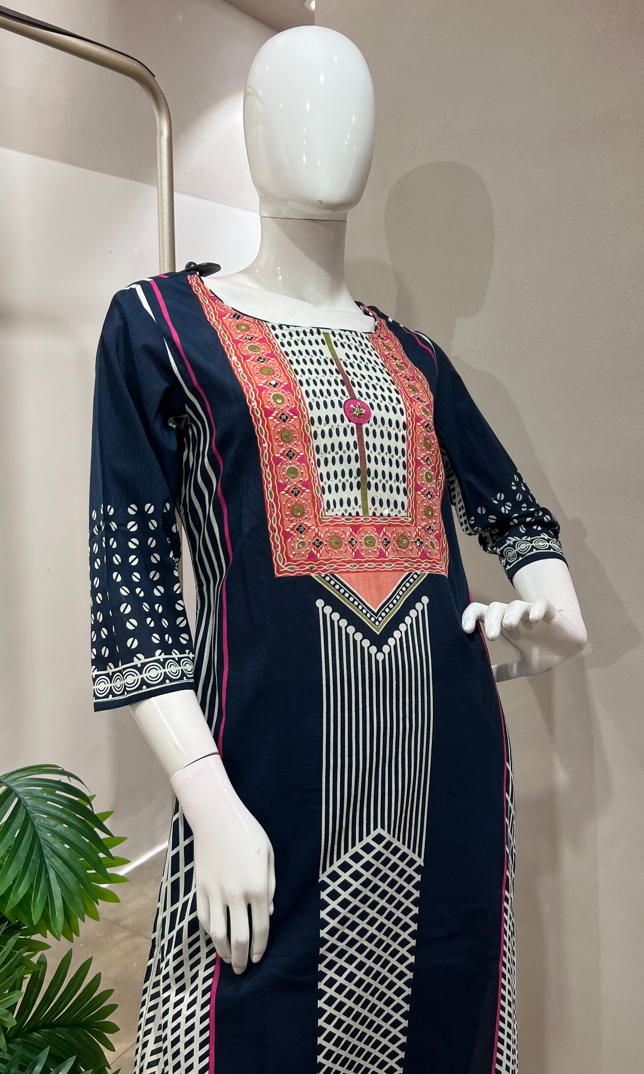 Blue ETHNIC PRINTED kurta set