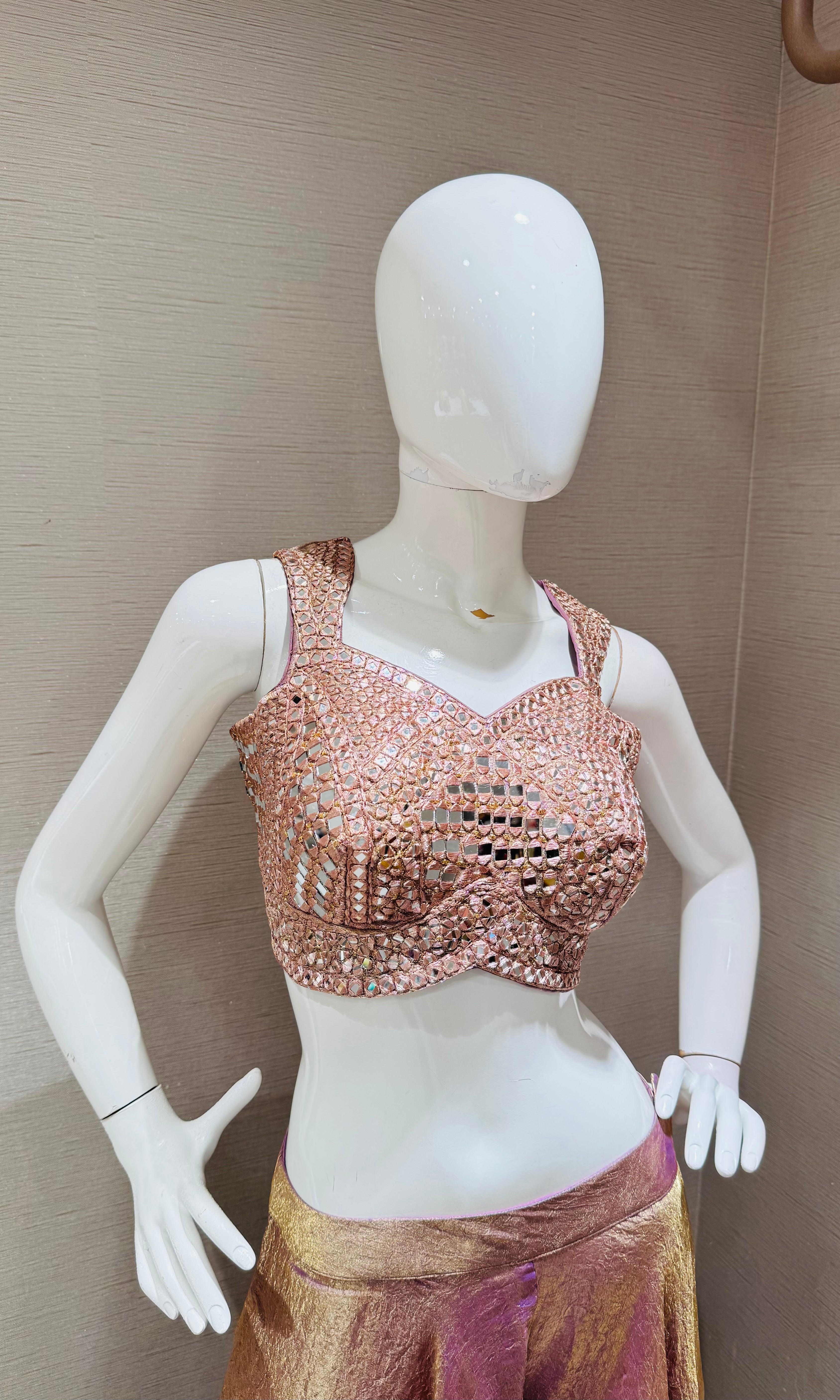 LILAC Shimmer Tissue Silk crop top Palazzo Set
