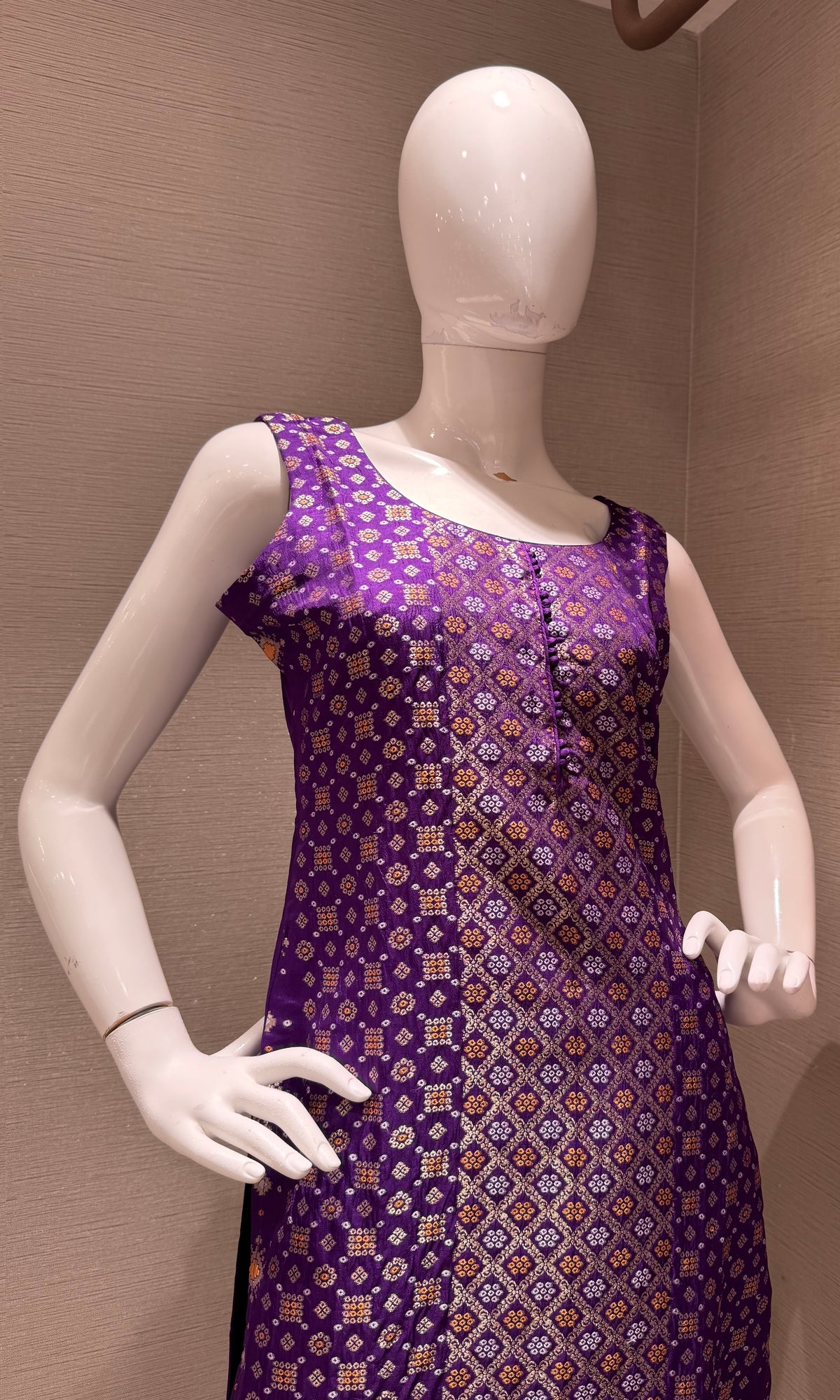 Purple Embroidered silk Kurta Set with Banarasi Dupatta