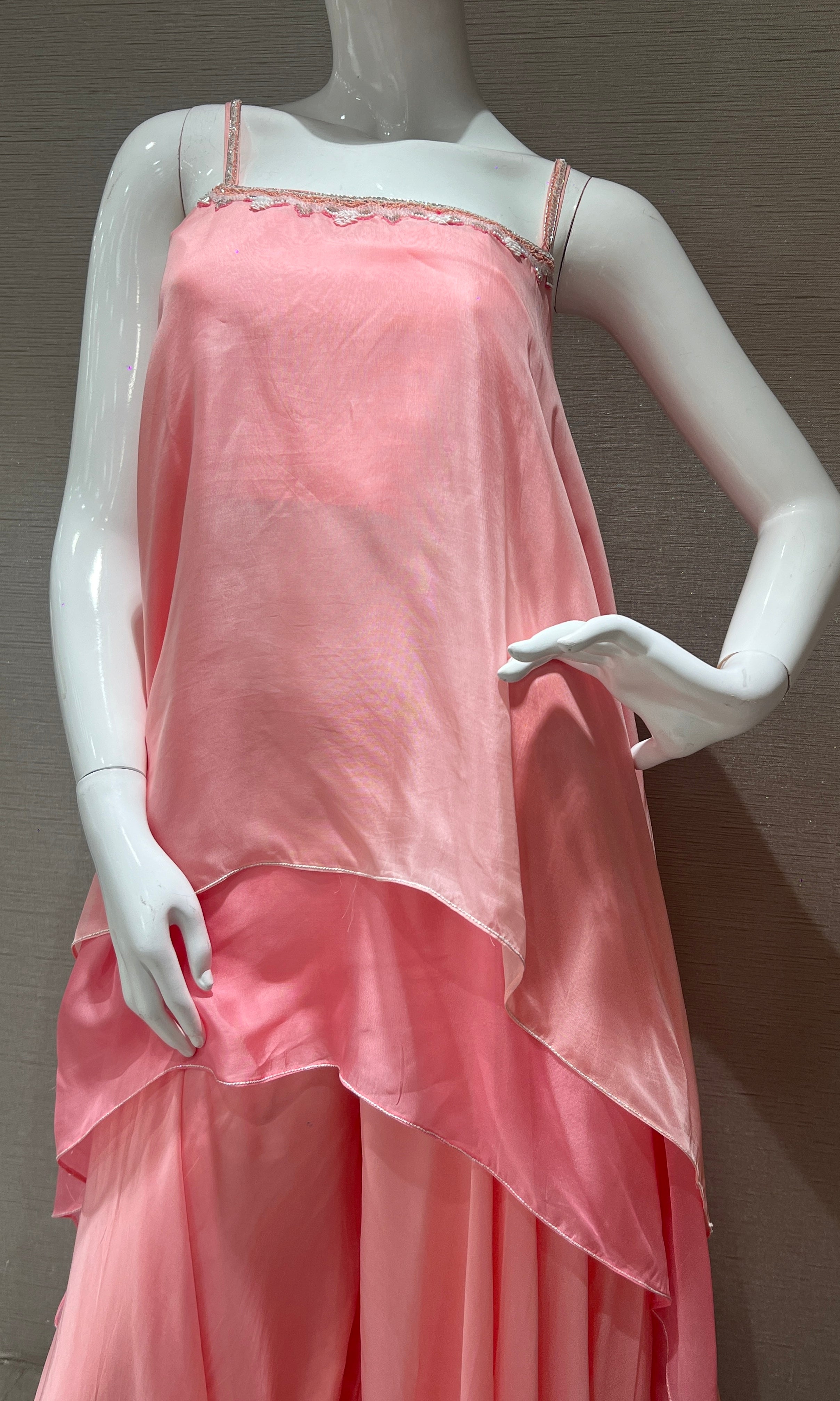 Peachy pink Indo western palazzo set