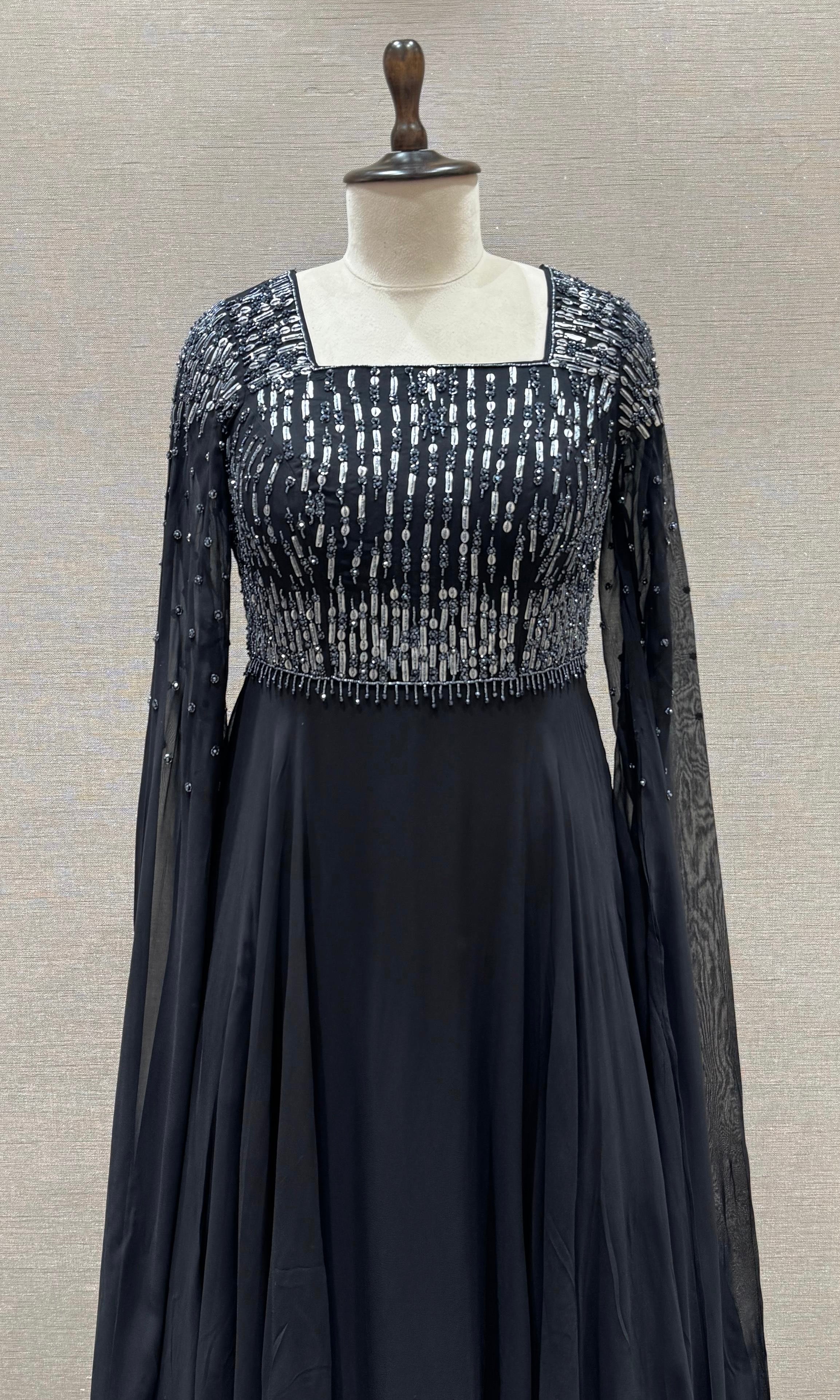 Black long dress with butterfly sleeves