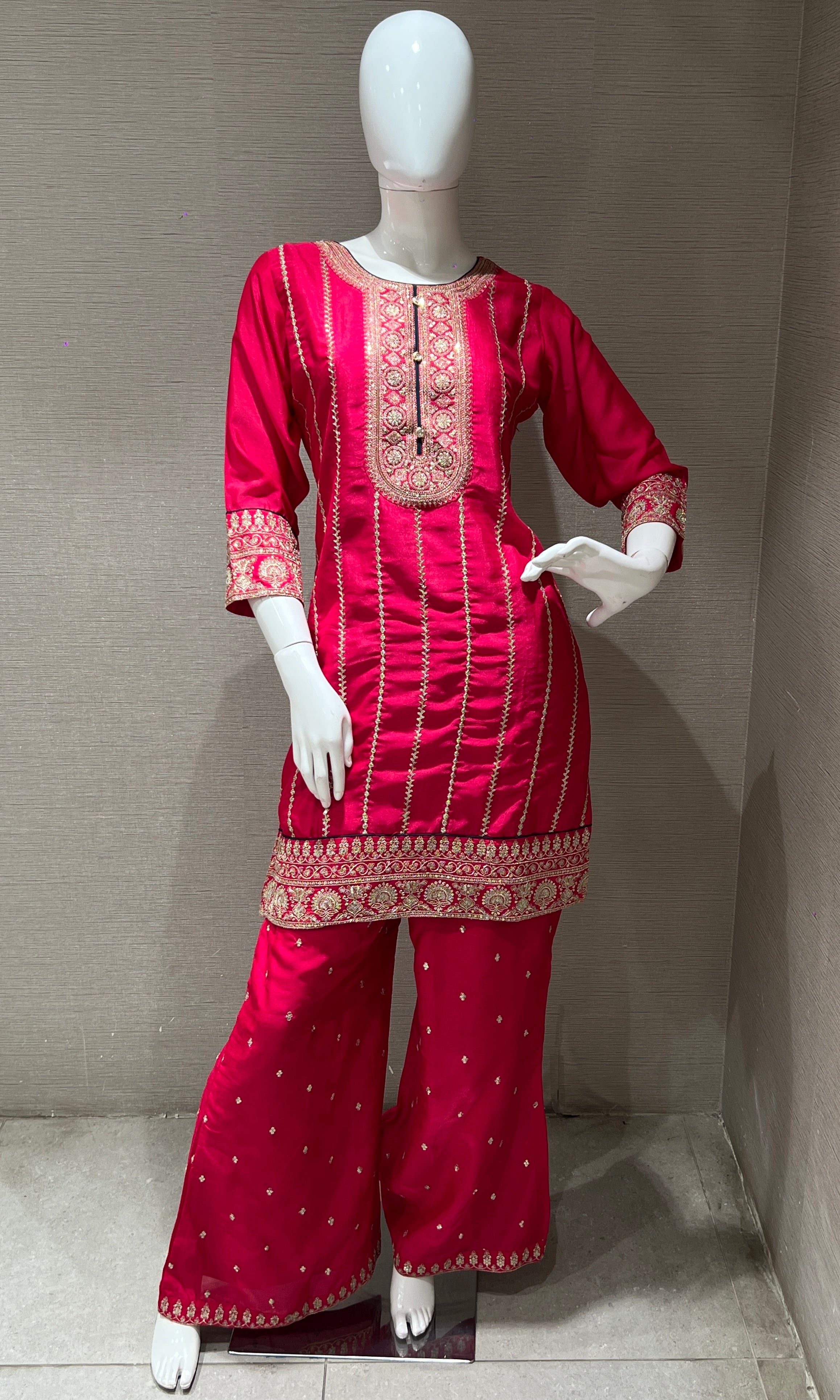 Pink Sharara Set with Contrast Dupatta