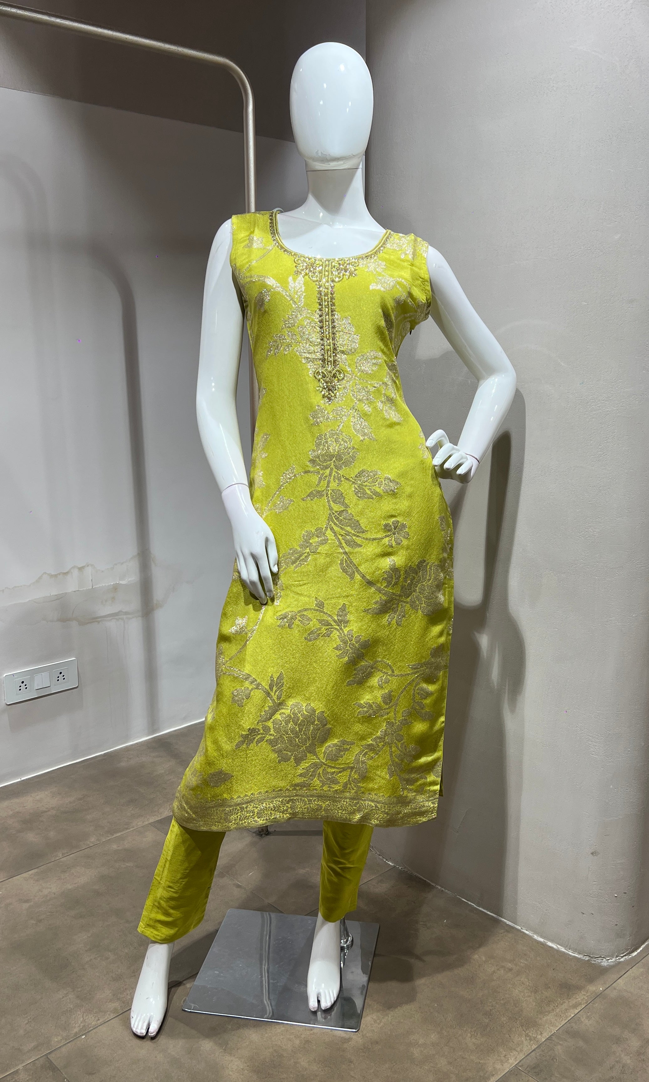Green Embroidered Silk Kurta Suit with Dupatta