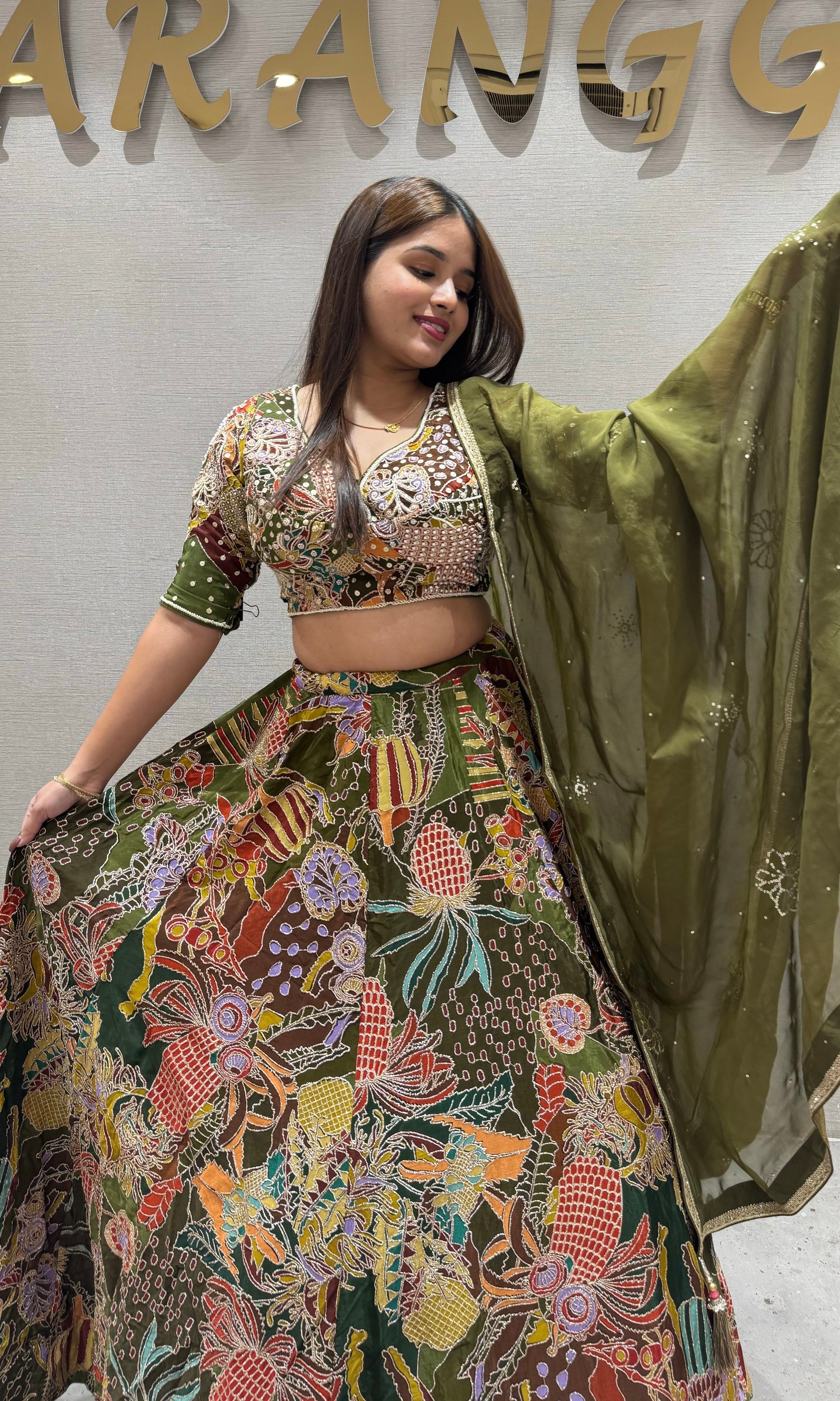 Multi crop top with lehenga