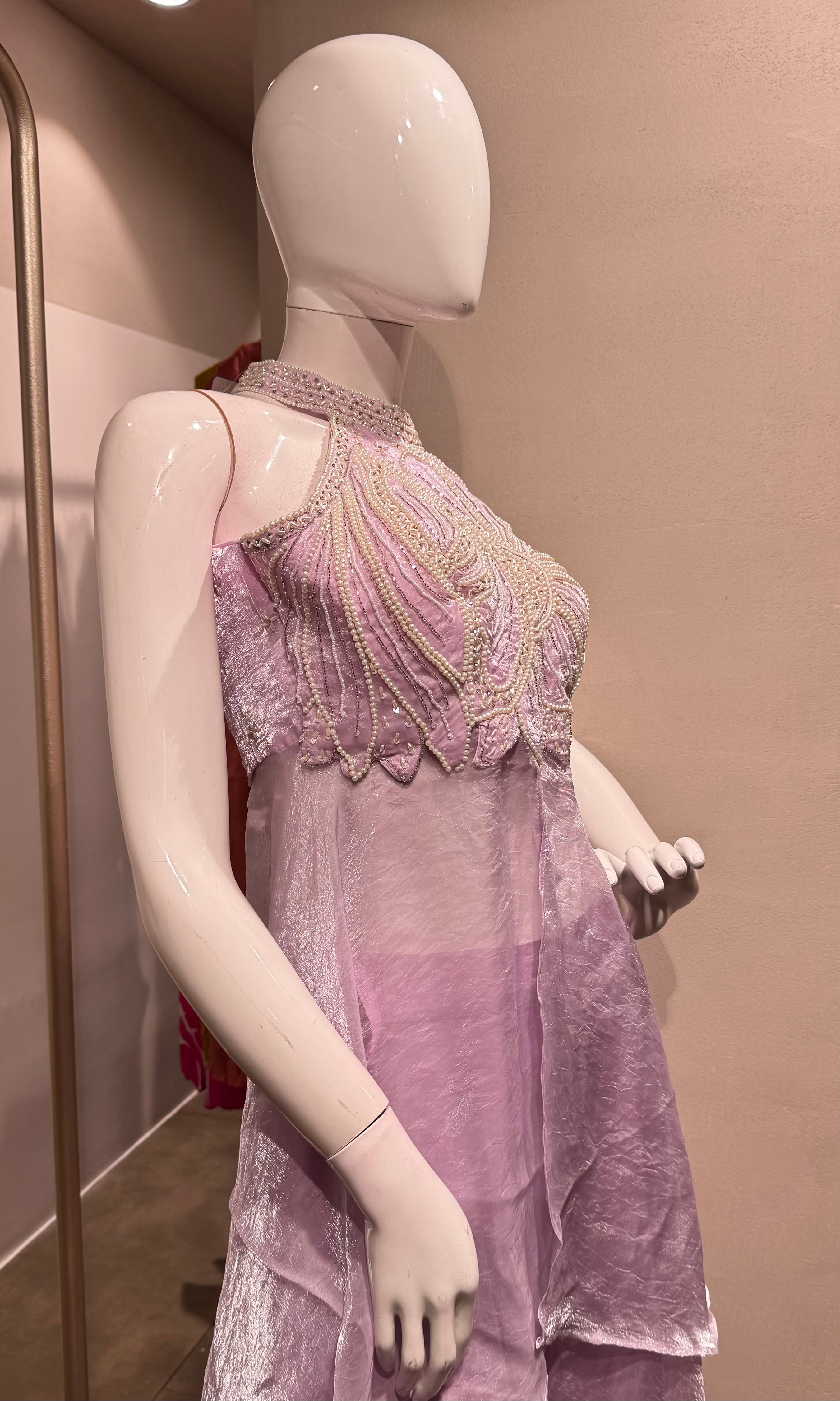Lavender Hand-Embroidered PALAZZO Suit with Dupatta