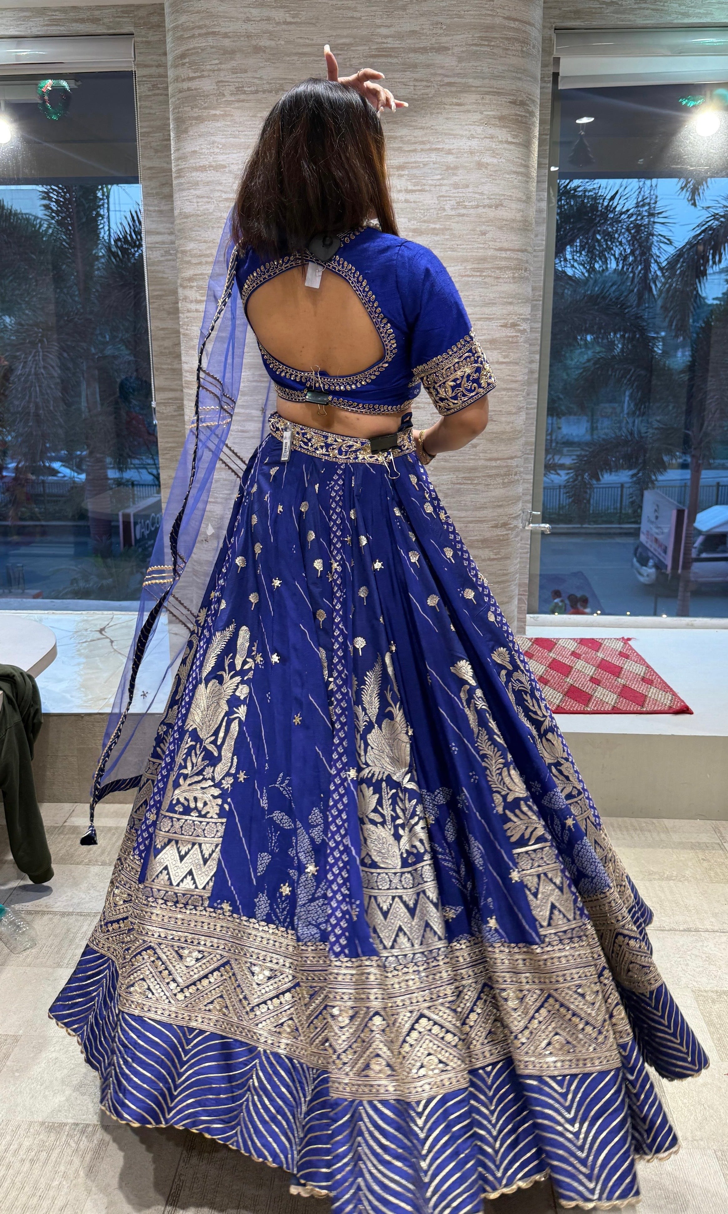 Blue golden embroidered Lehenga