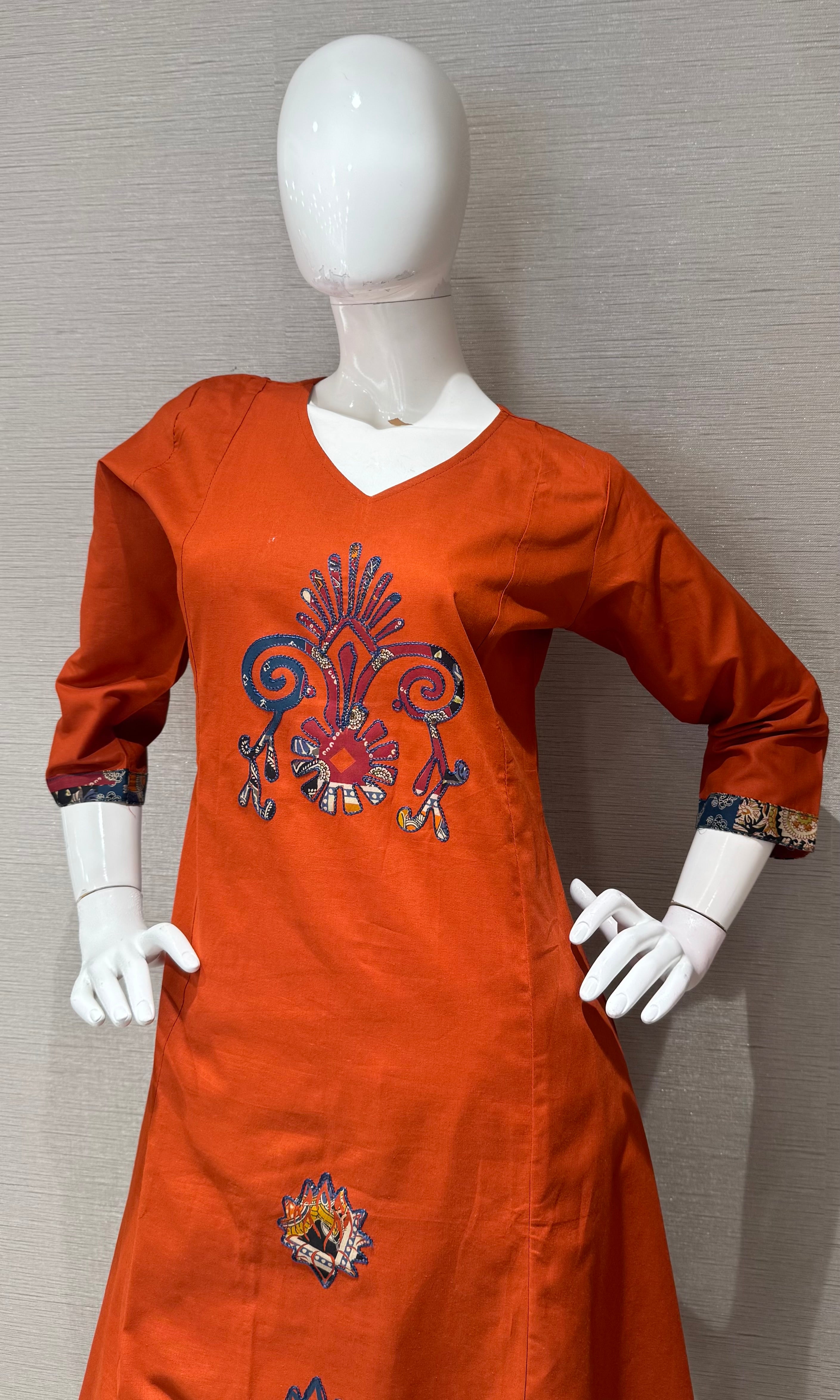 Rust Orange Floral Salwar Kameez Set