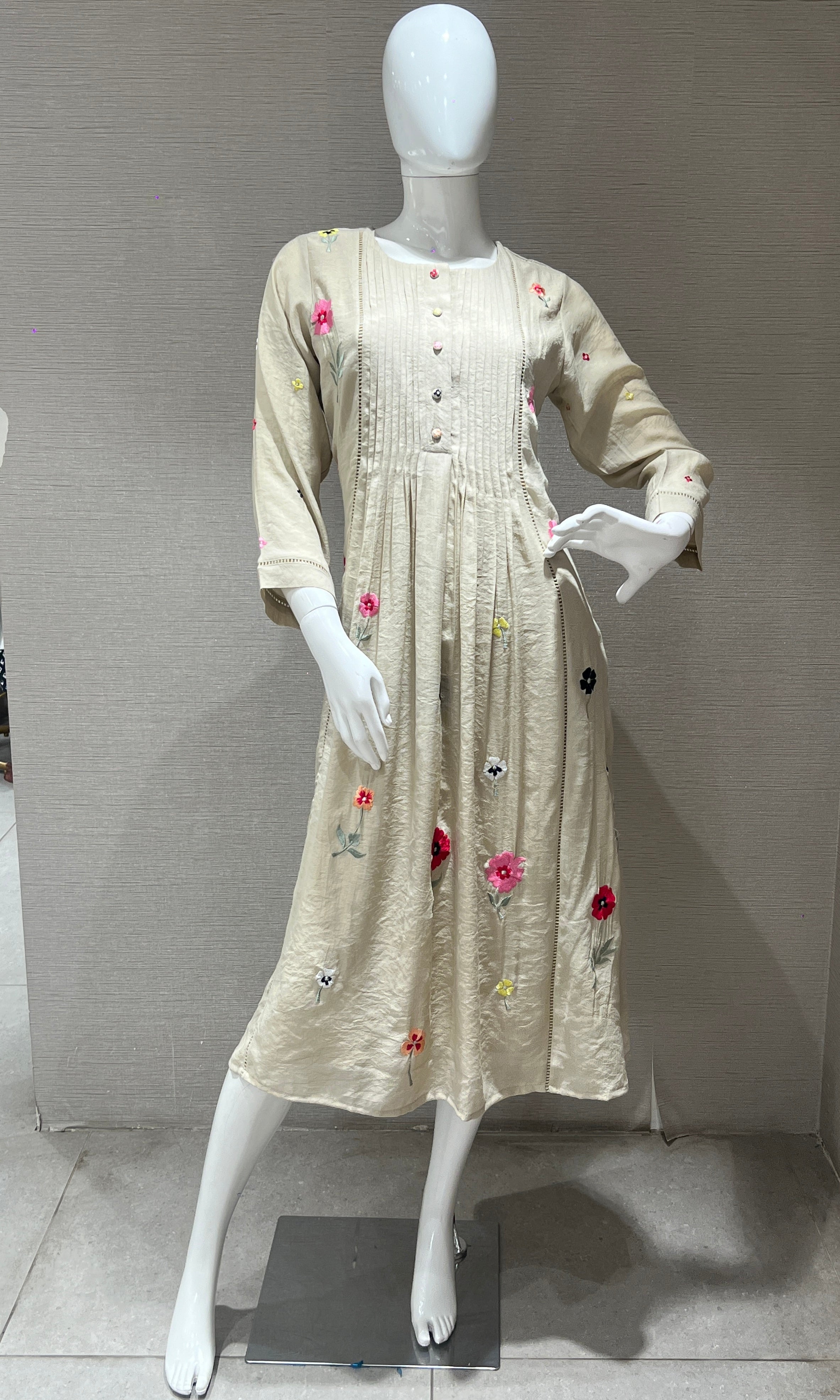 Grey Floral Anarkali top