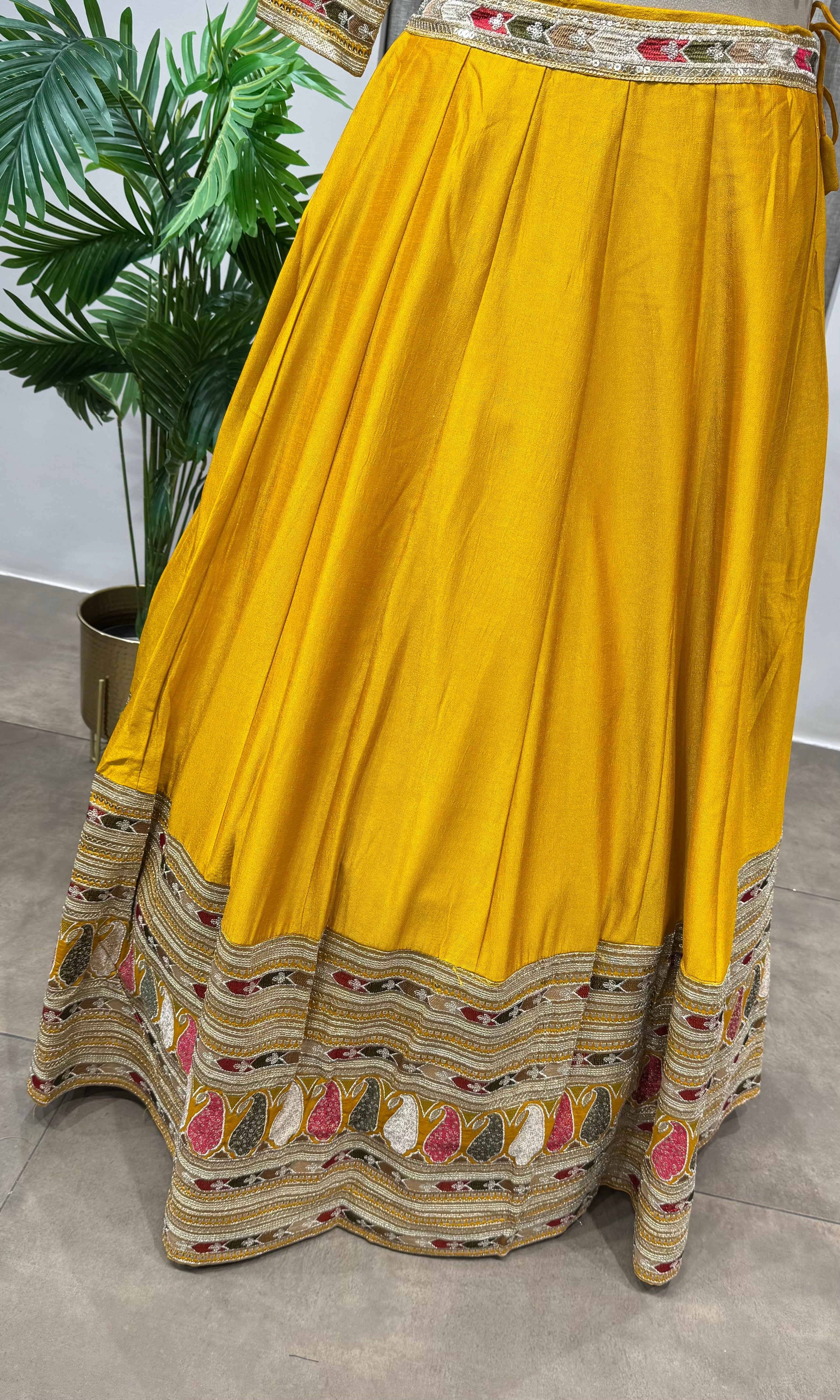 Mustard Yellow Raw Silk Haldi Lehenga Set