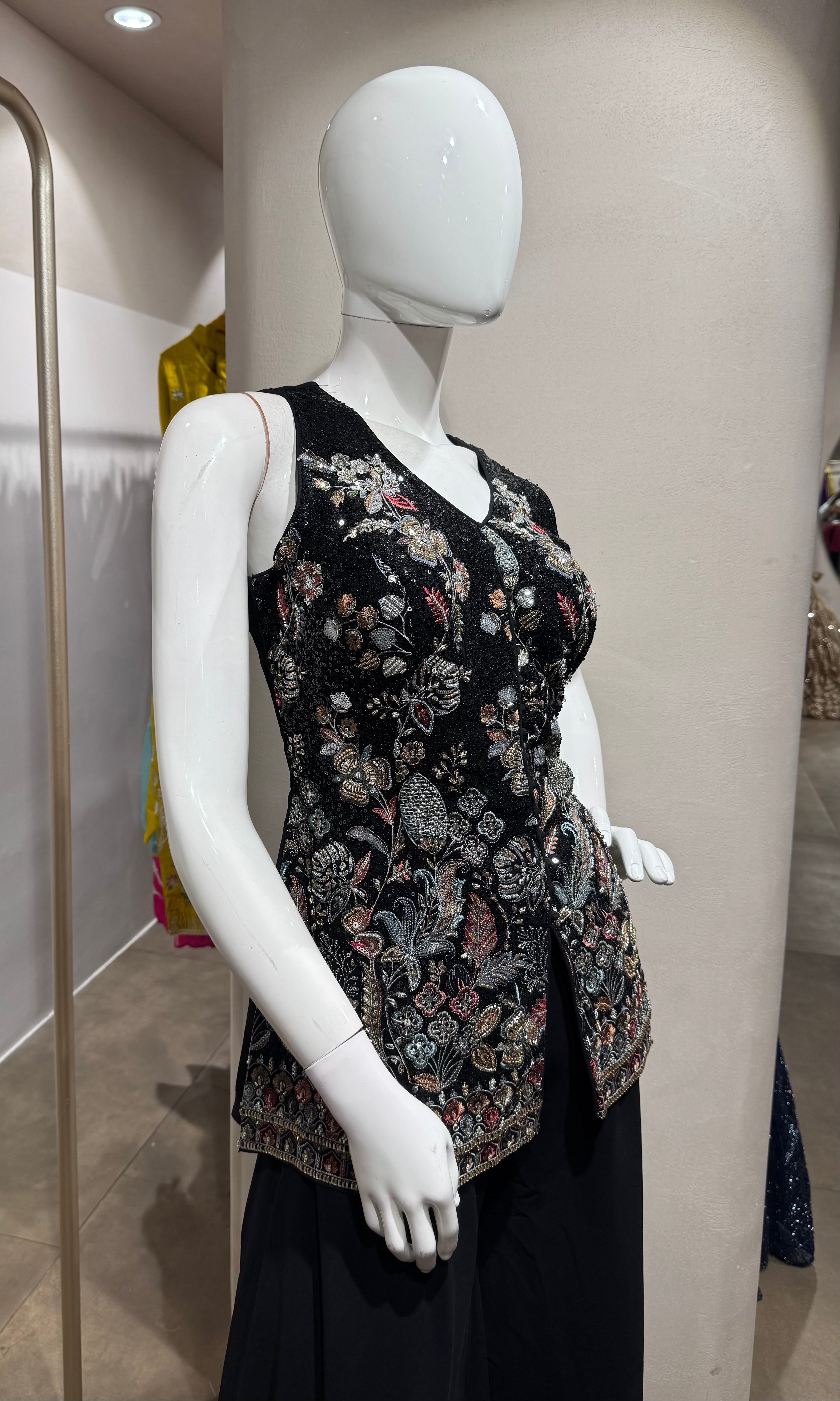 Black Embroidered Festive Sharara Set