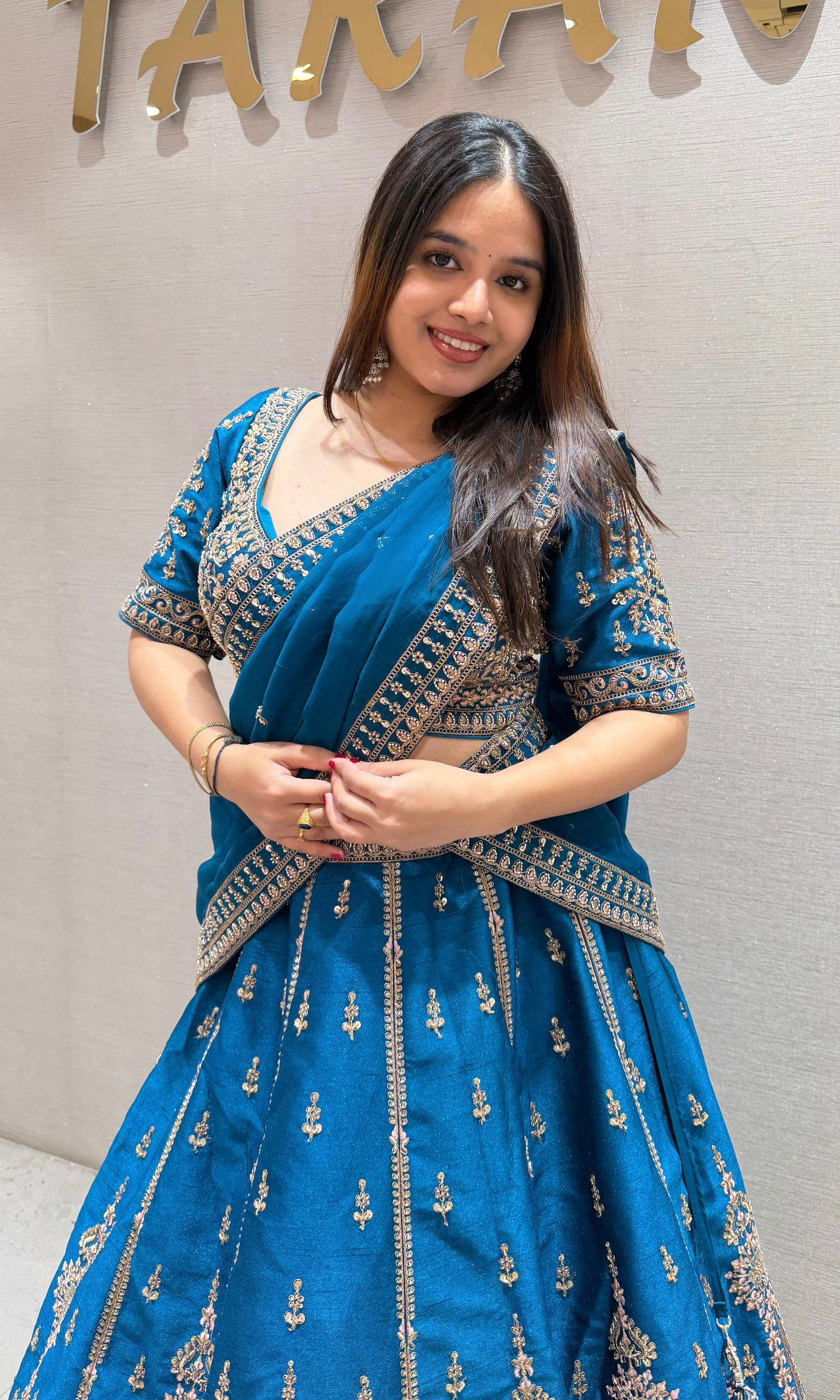 Rama blue EMBROIDERED Lehenga