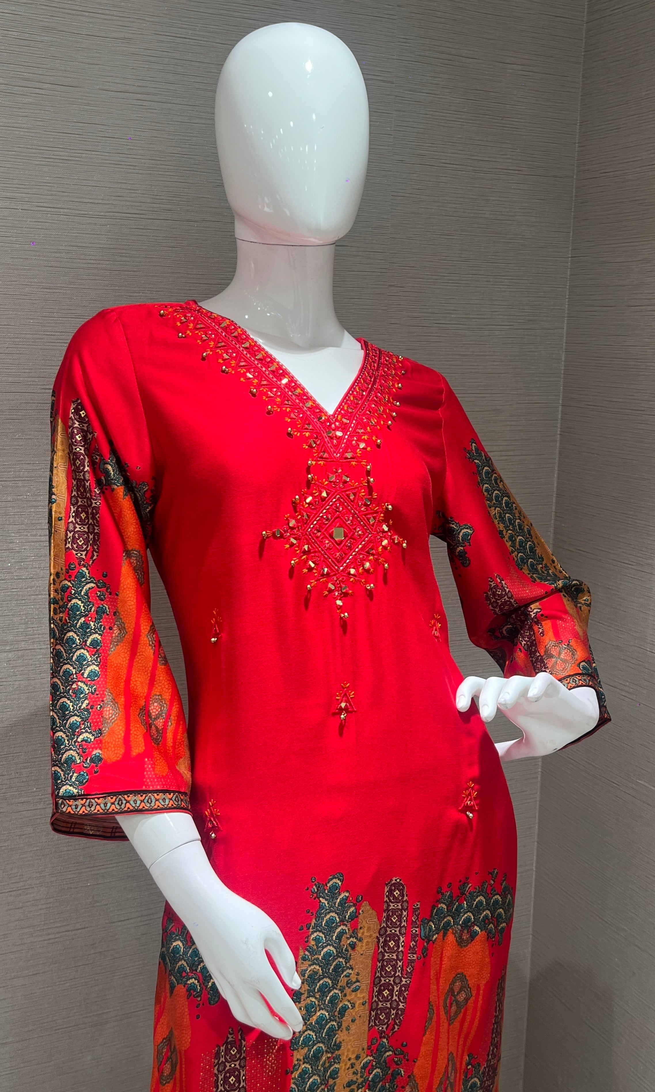 Red Vibrant Printed cord set