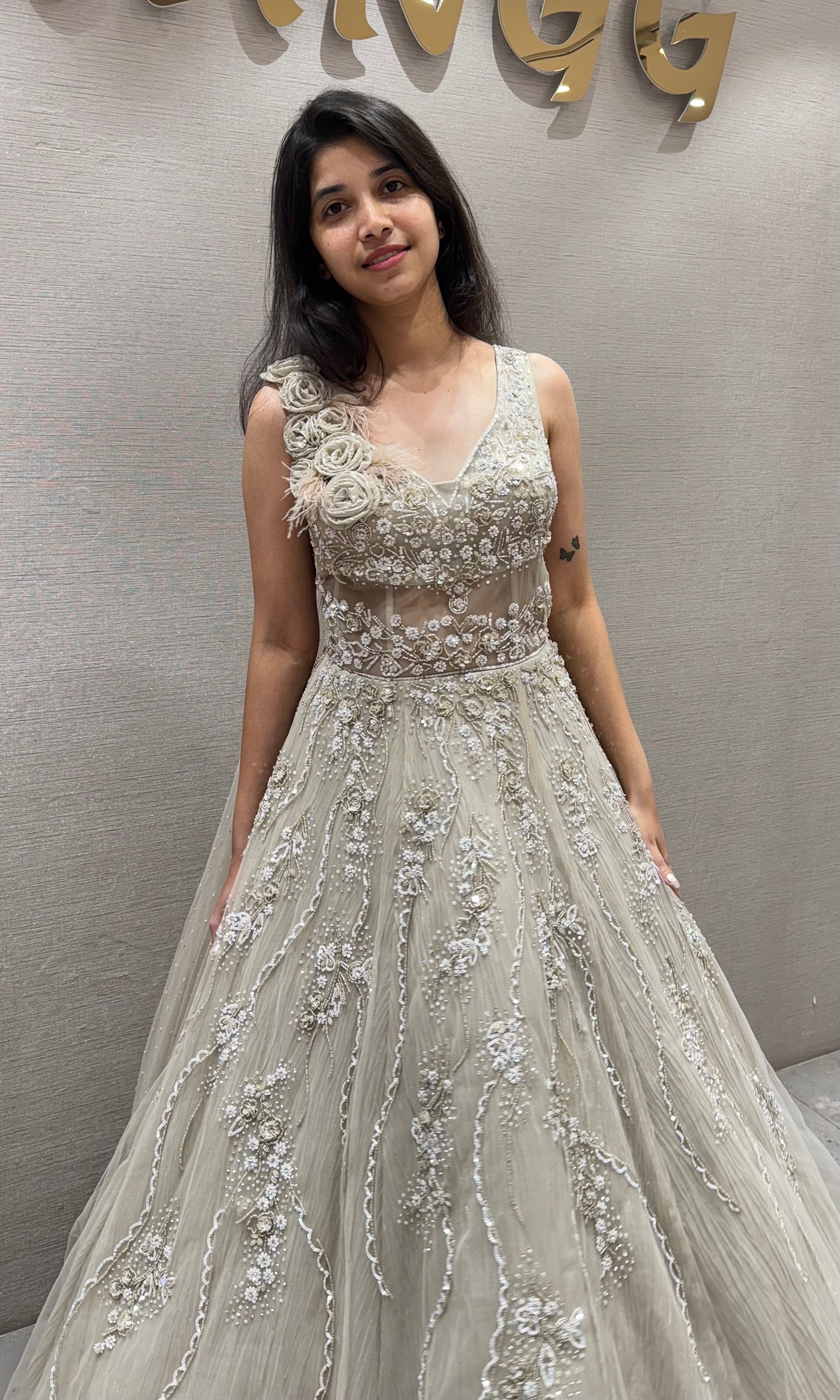 Mauve FLORAL EMBROIDERED GOWN