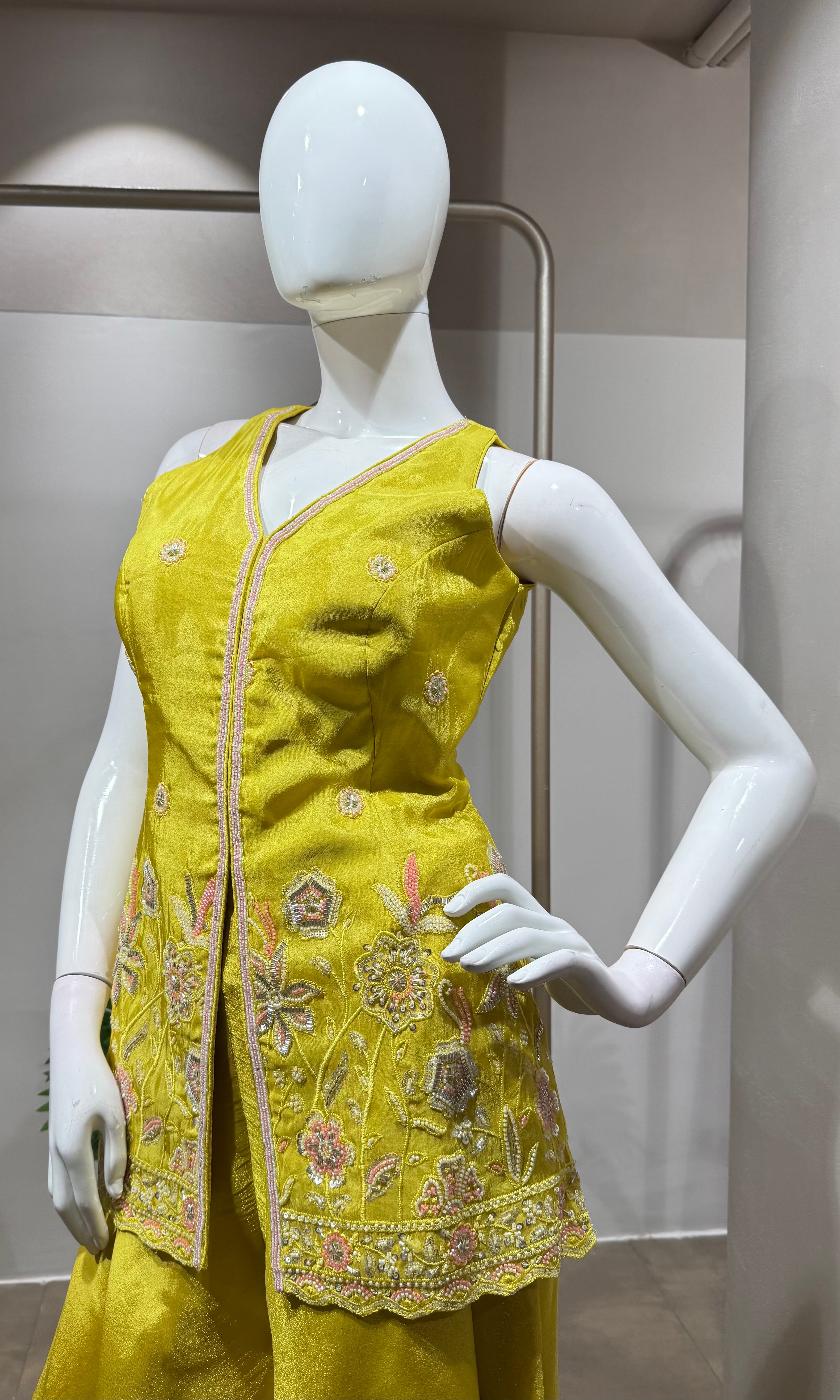 yellow golden glow sharara set