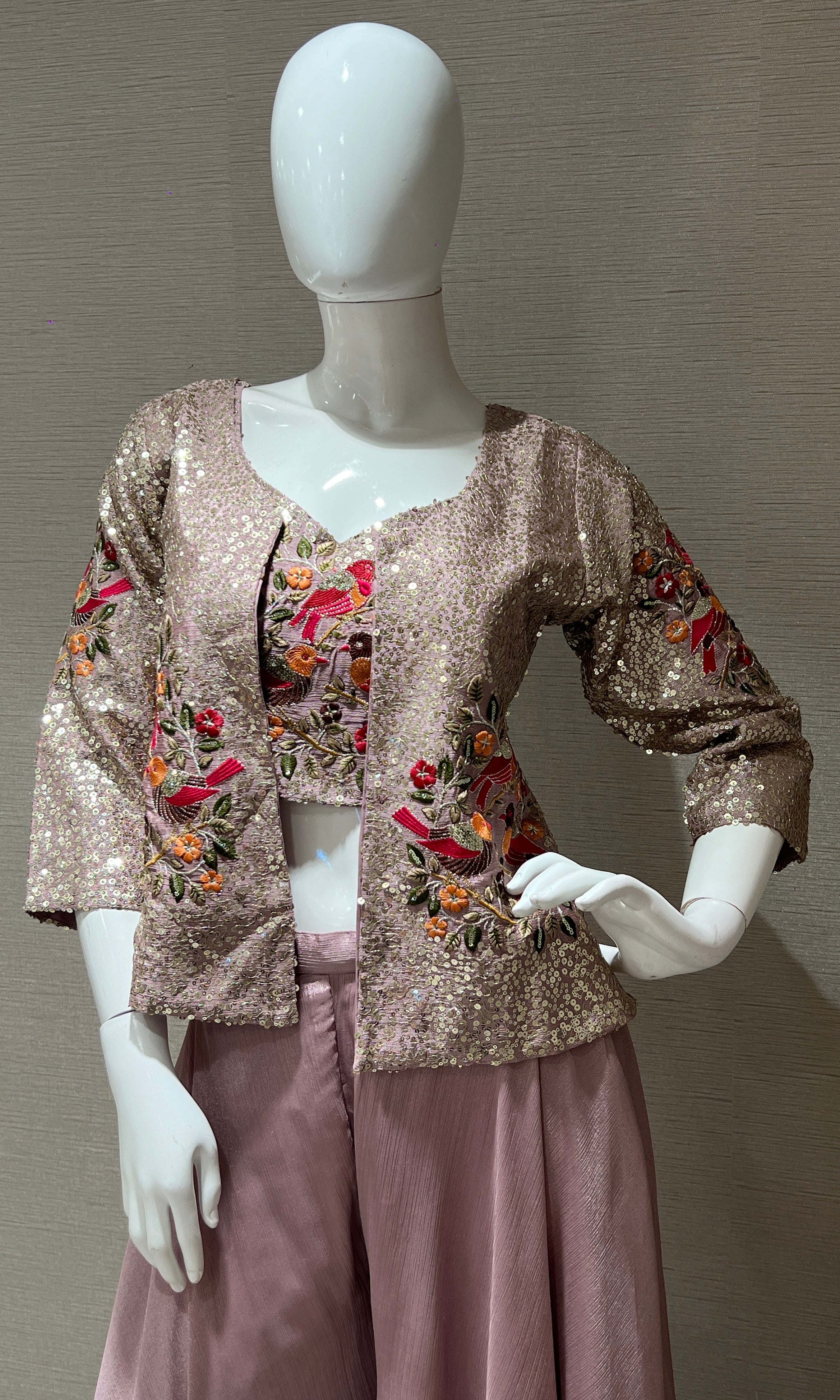 Lilac Palazzo with Embellished Jacket
