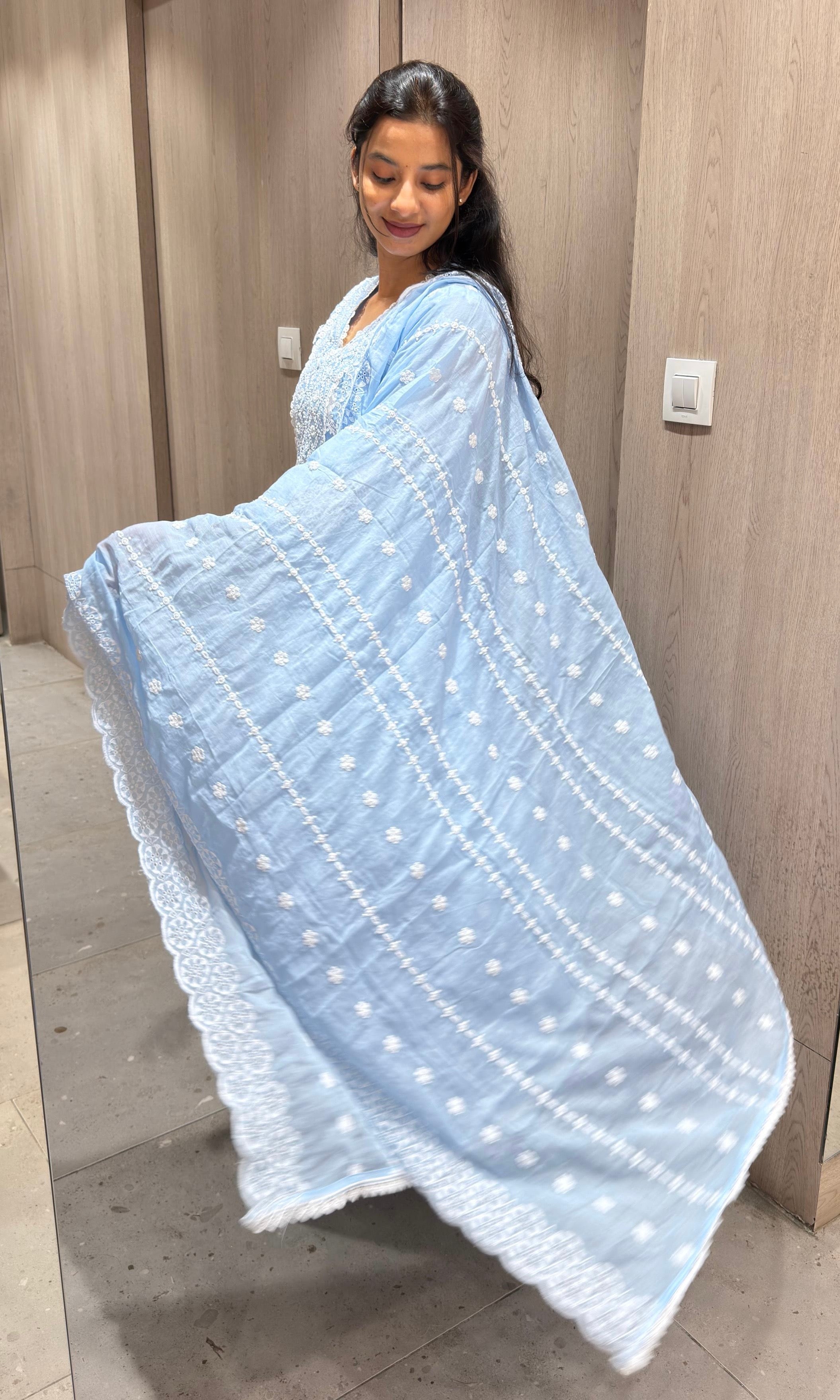 Sea Blue CHIKANKARI kurta
