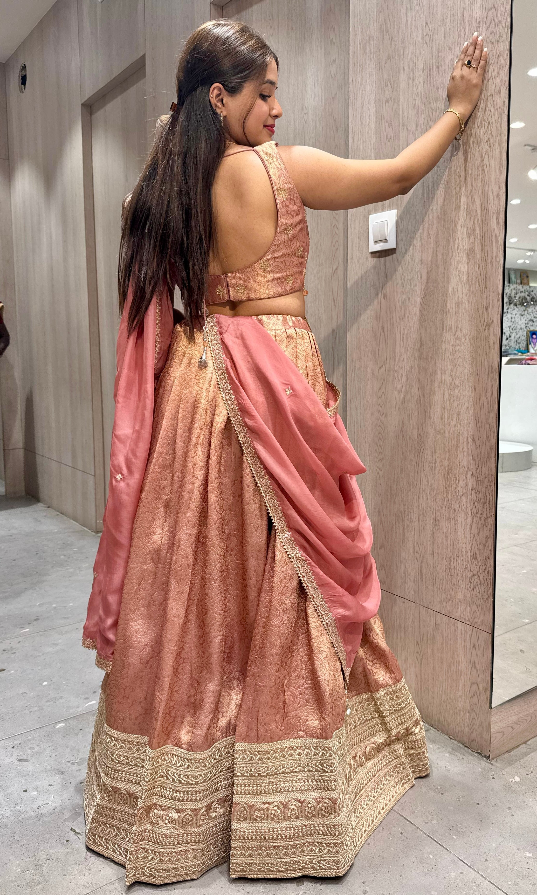 Onion pink croptop Lehenga
