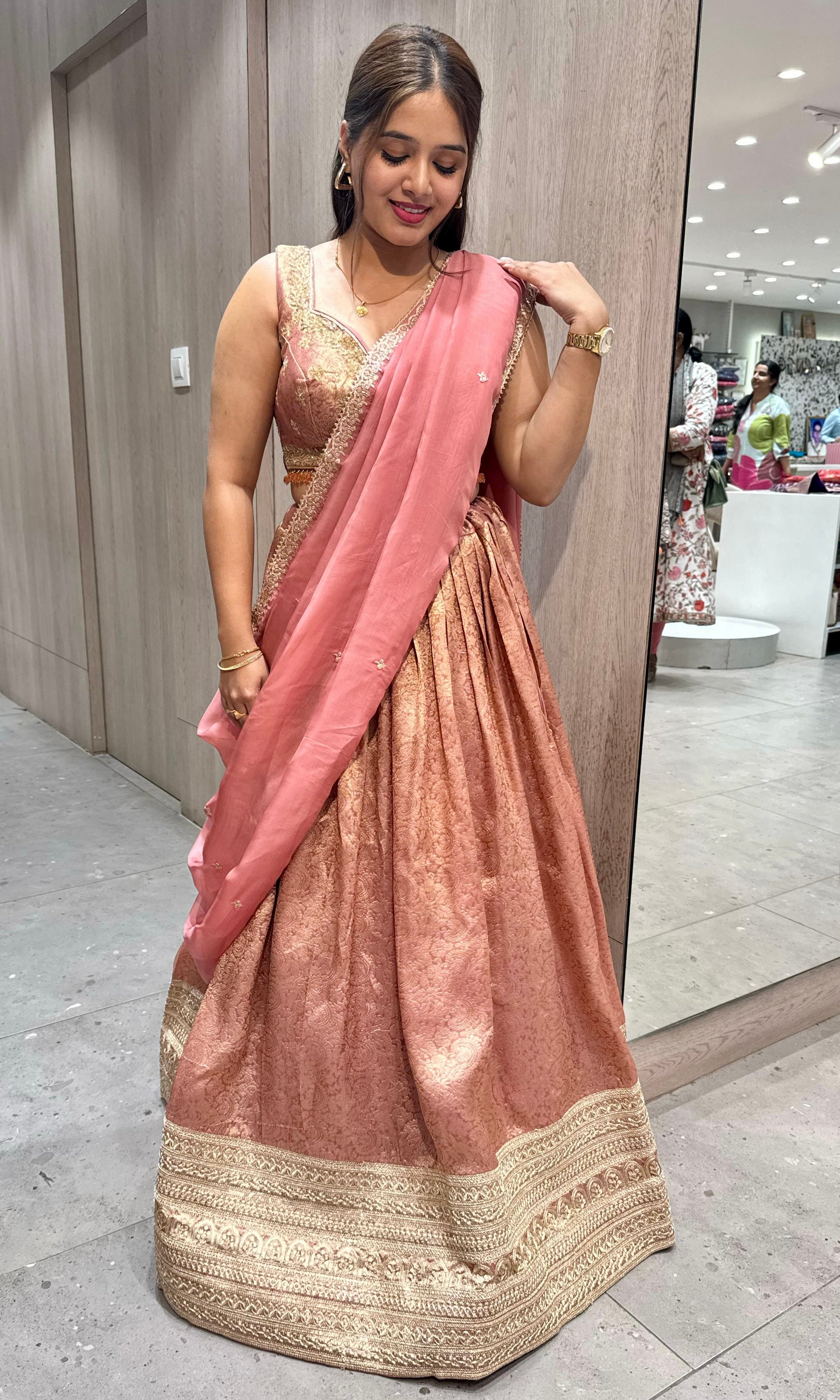 Onion pink croptop Lehenga
