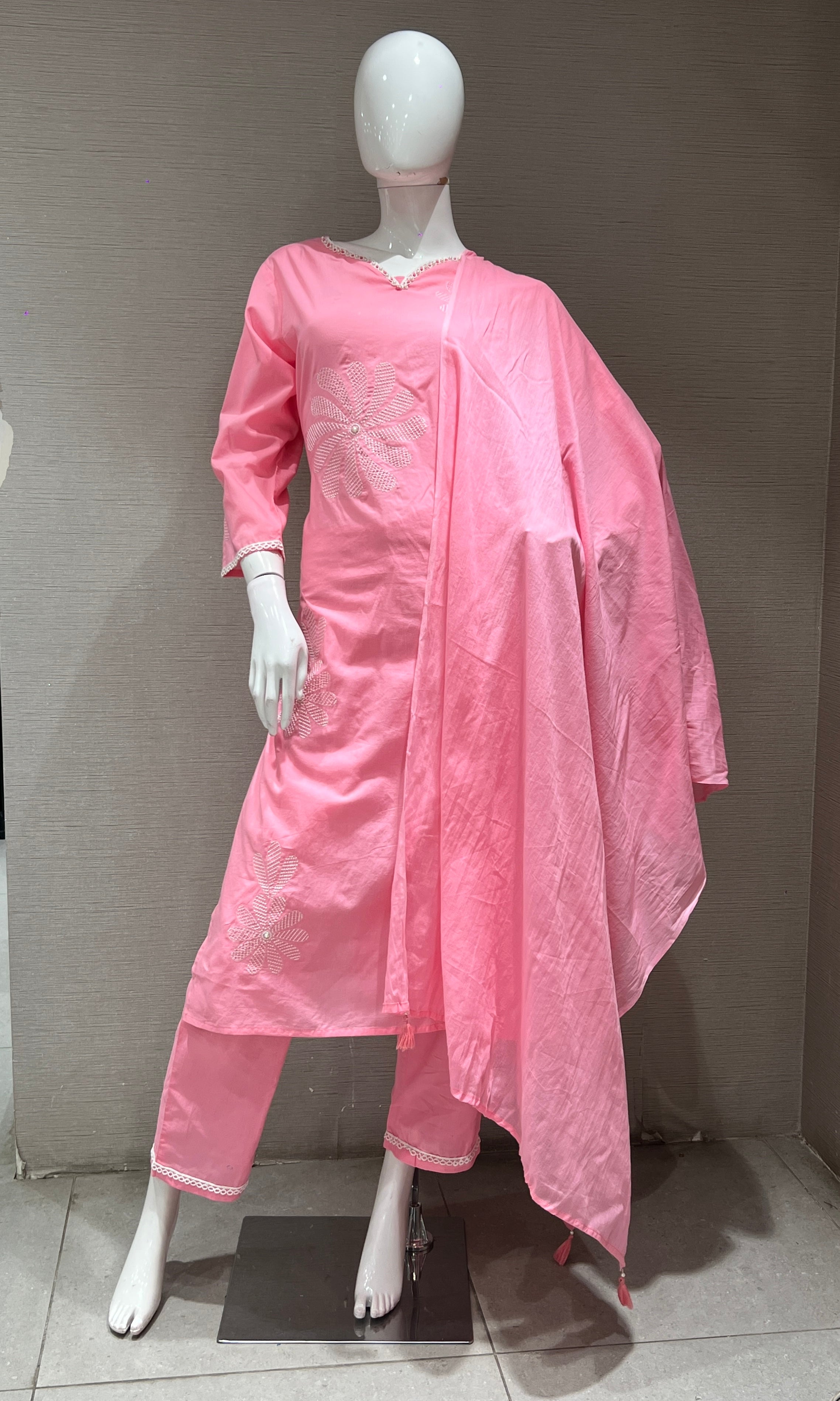 BABY pink FLORAL KURTA SET