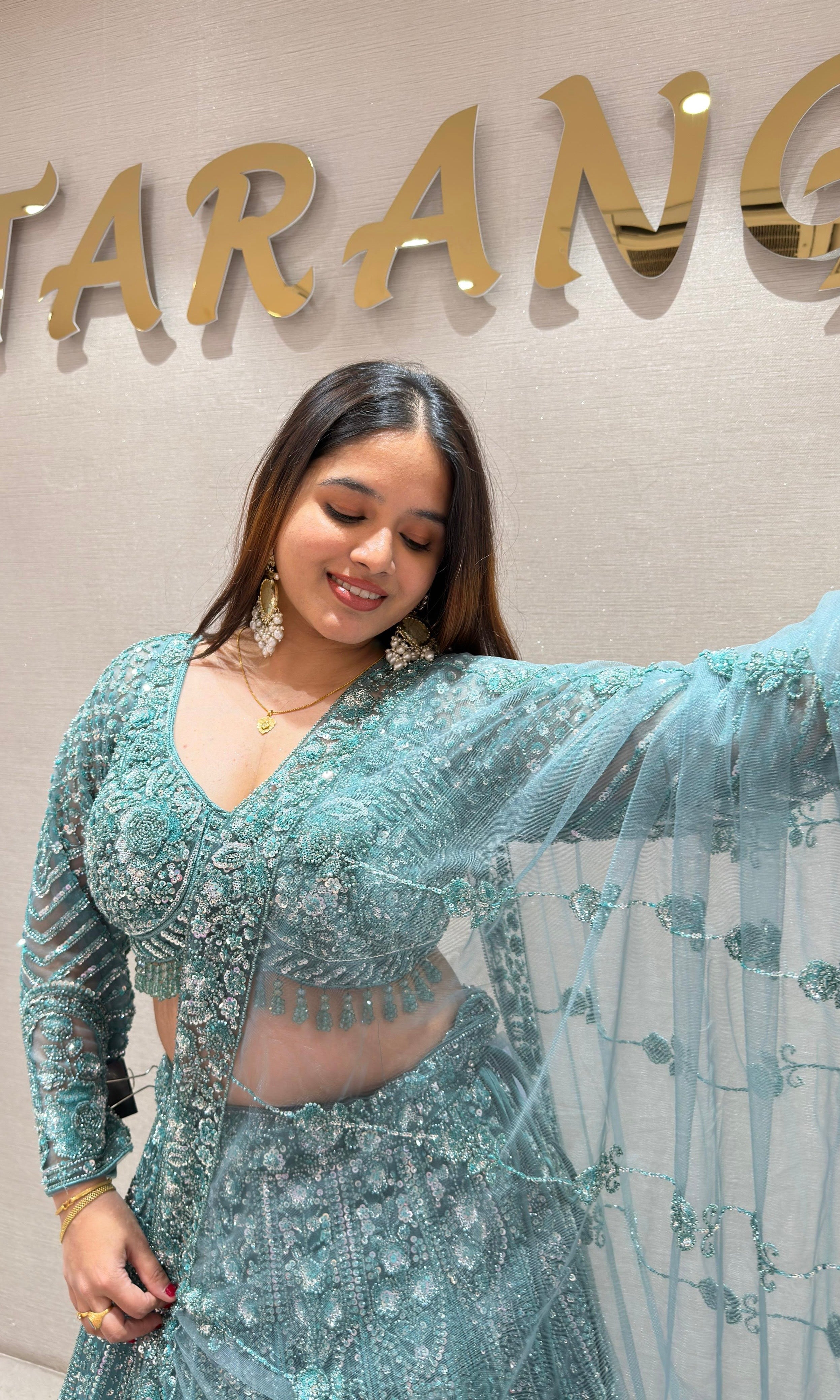 Sea green HEAVY EMBROIDERED Lehenga