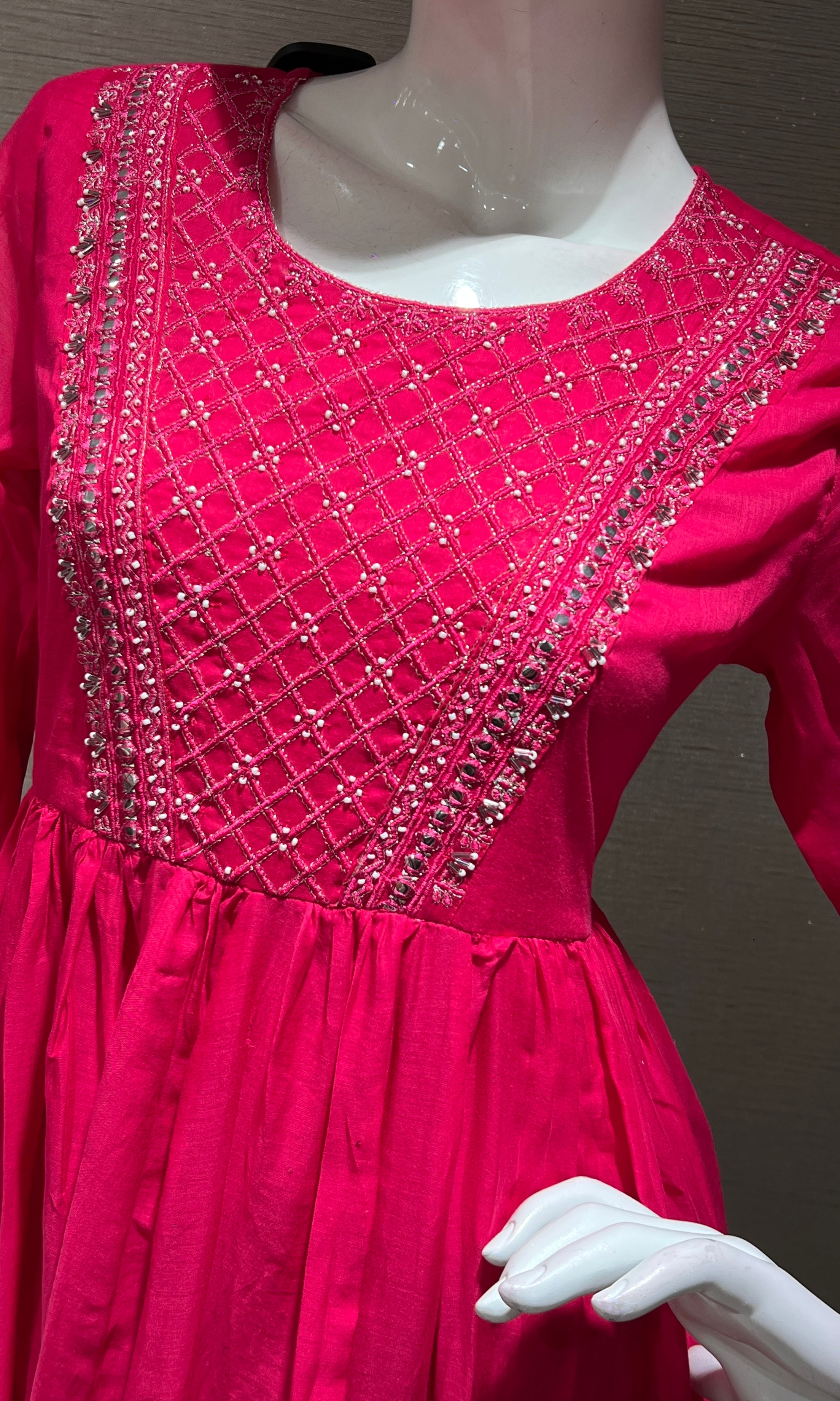 Pink EMBROIDERED MUL CHANDERI kurta set