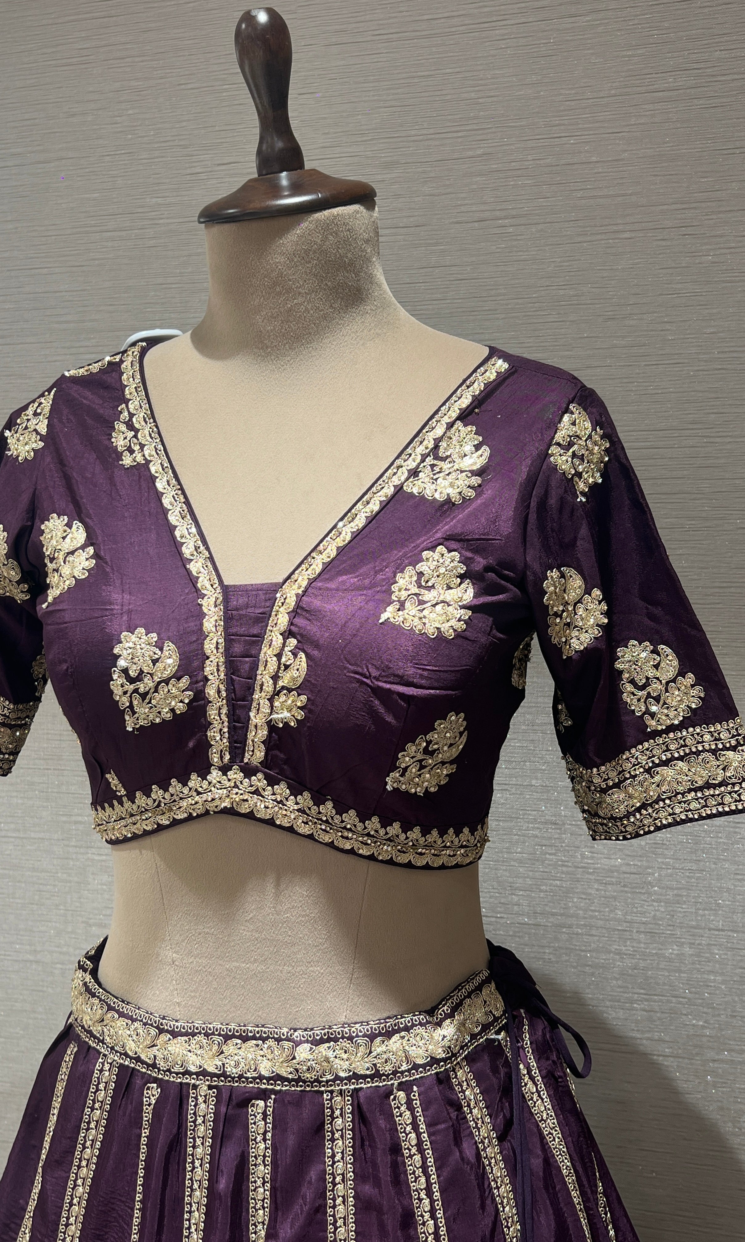 Wine Lehenga with Heavy Zari Embroidery