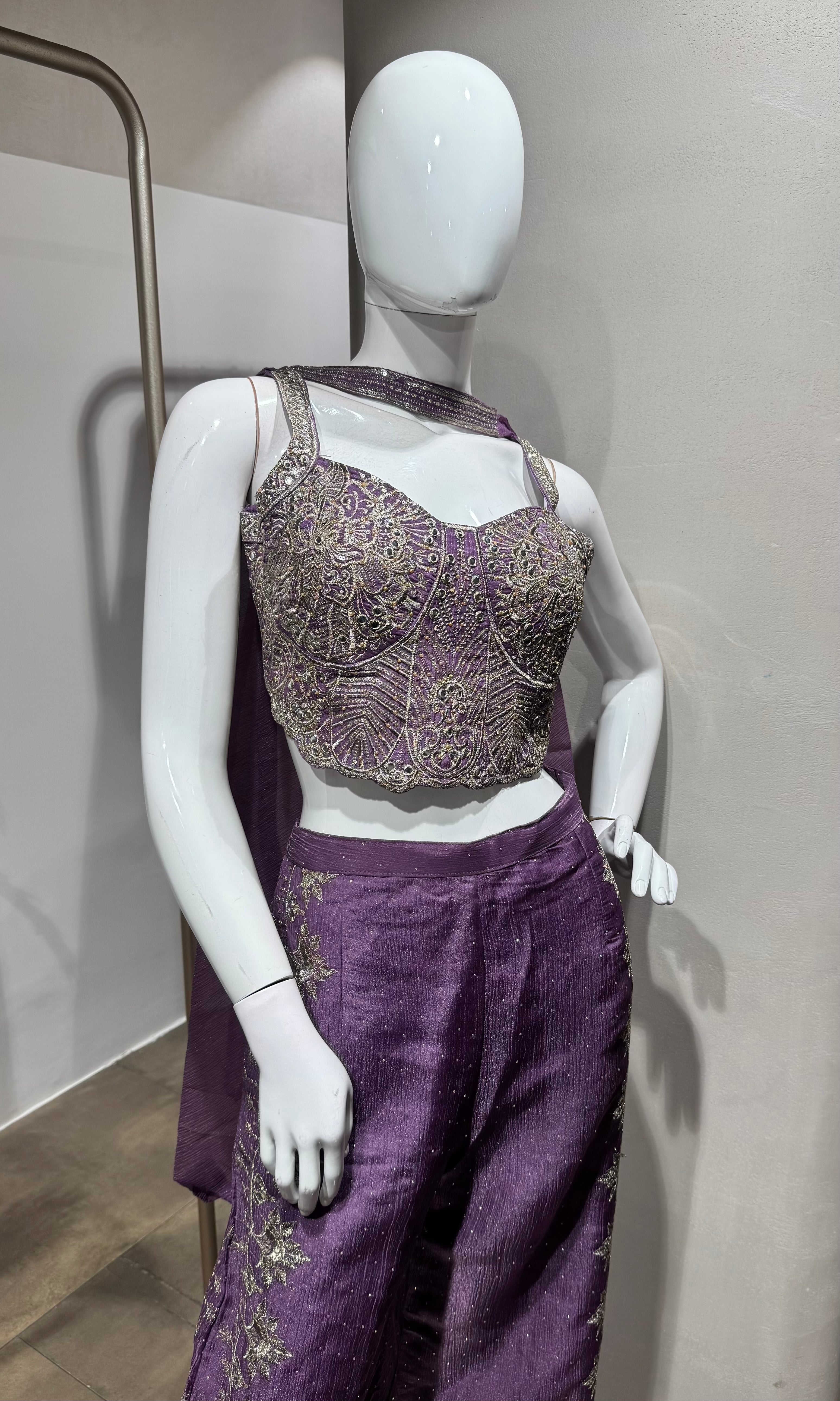 Purple Embroidered Indo-Western Palazzo Set