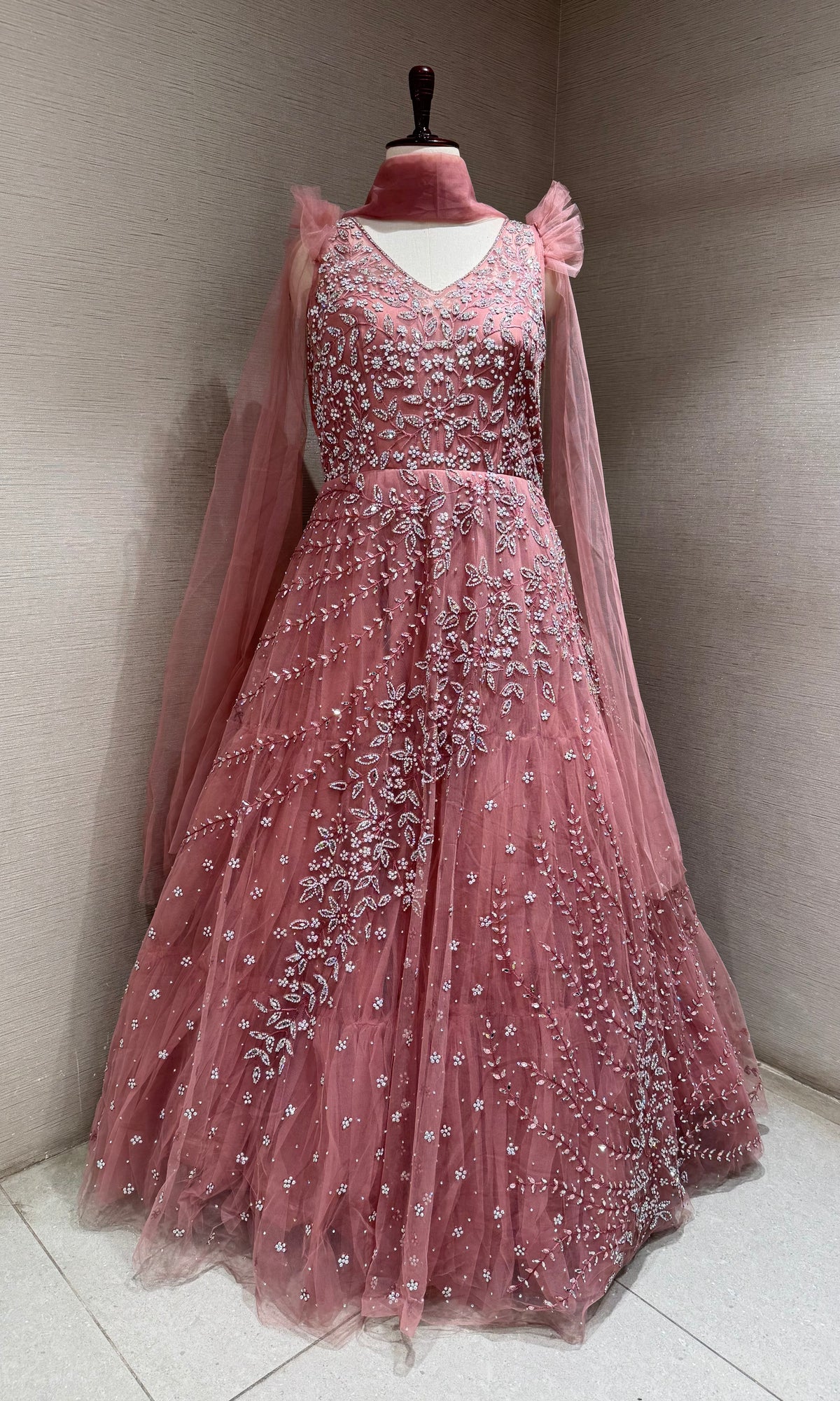 Moee Elegant Gown with Sheer Cape