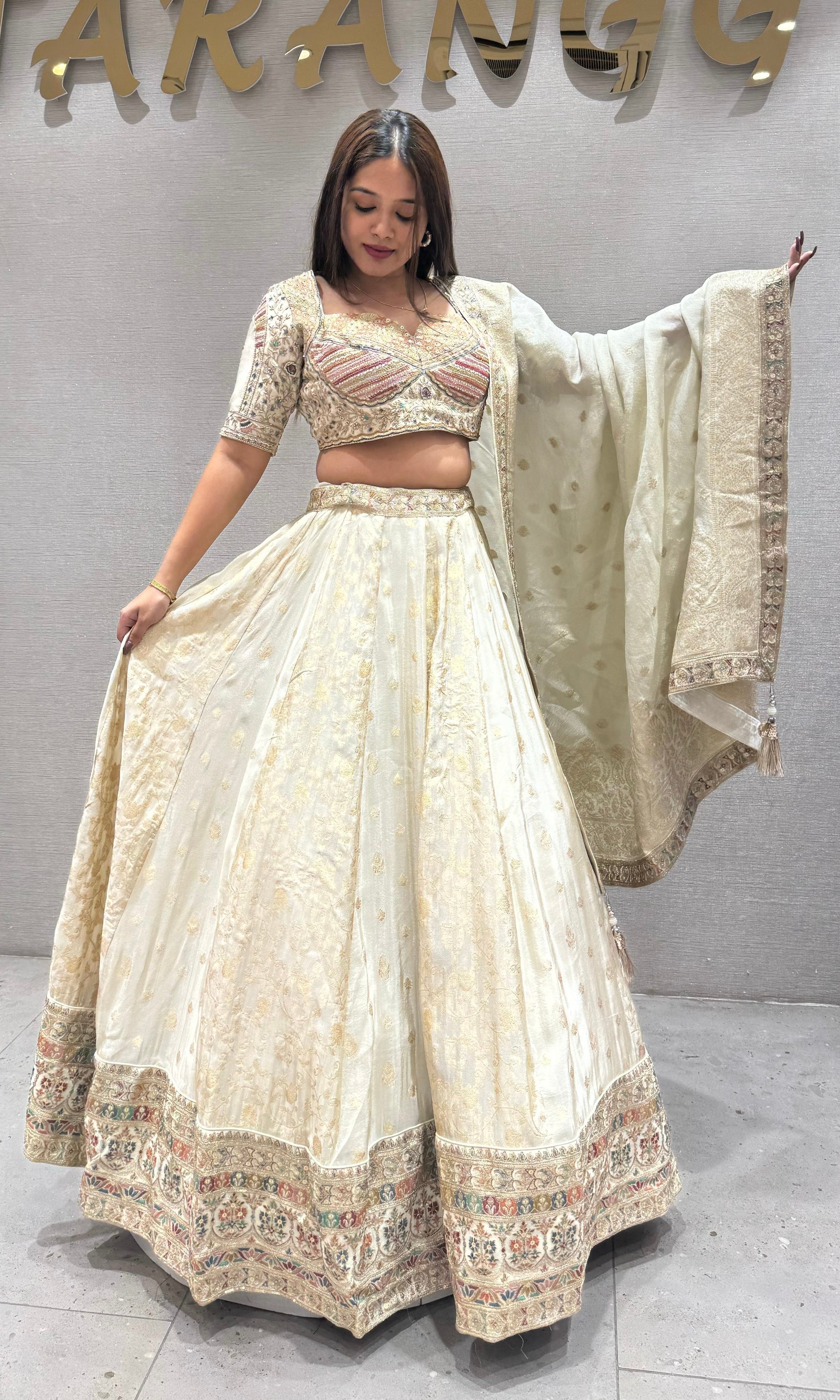 Cream Lehenga