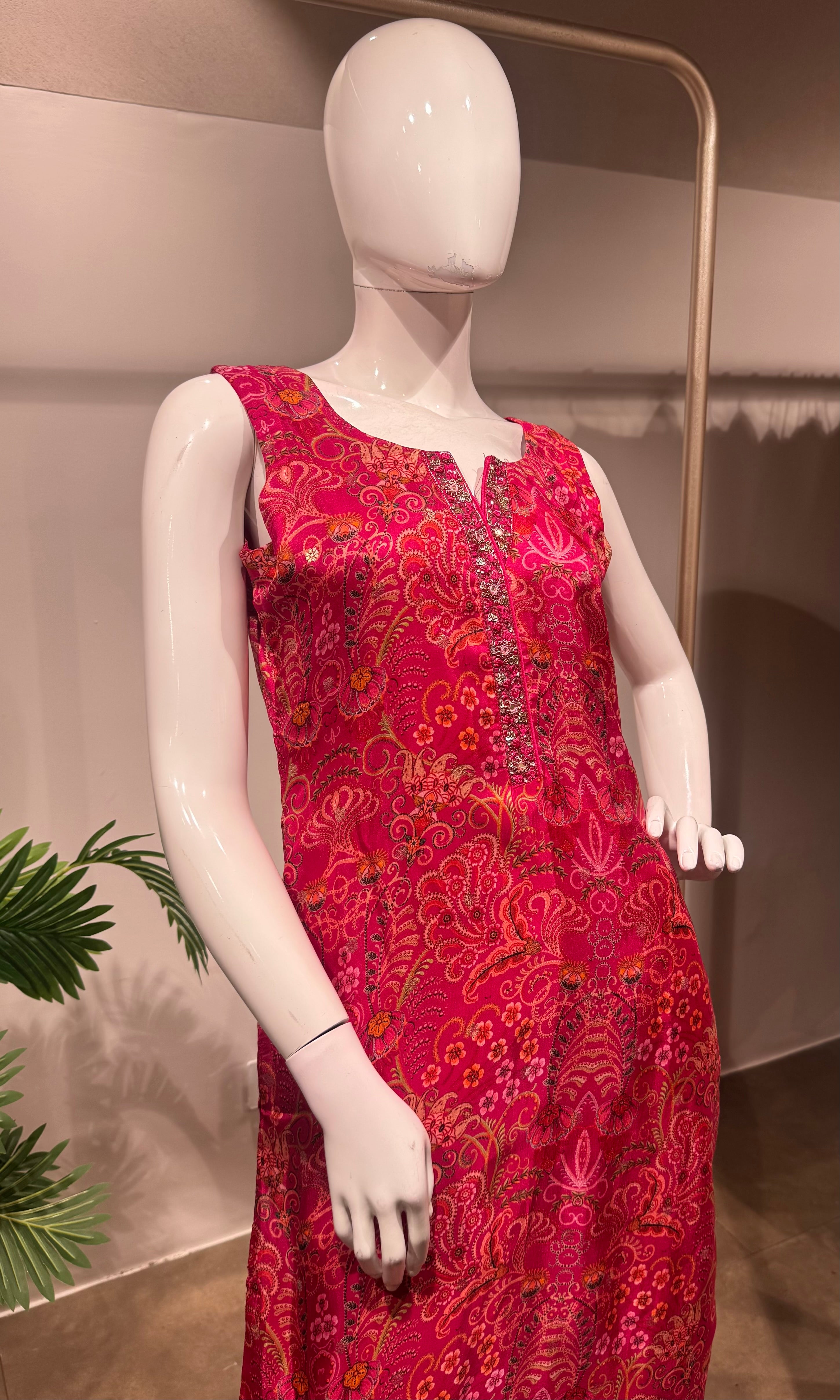 rani pink and gold ethnic kurta set