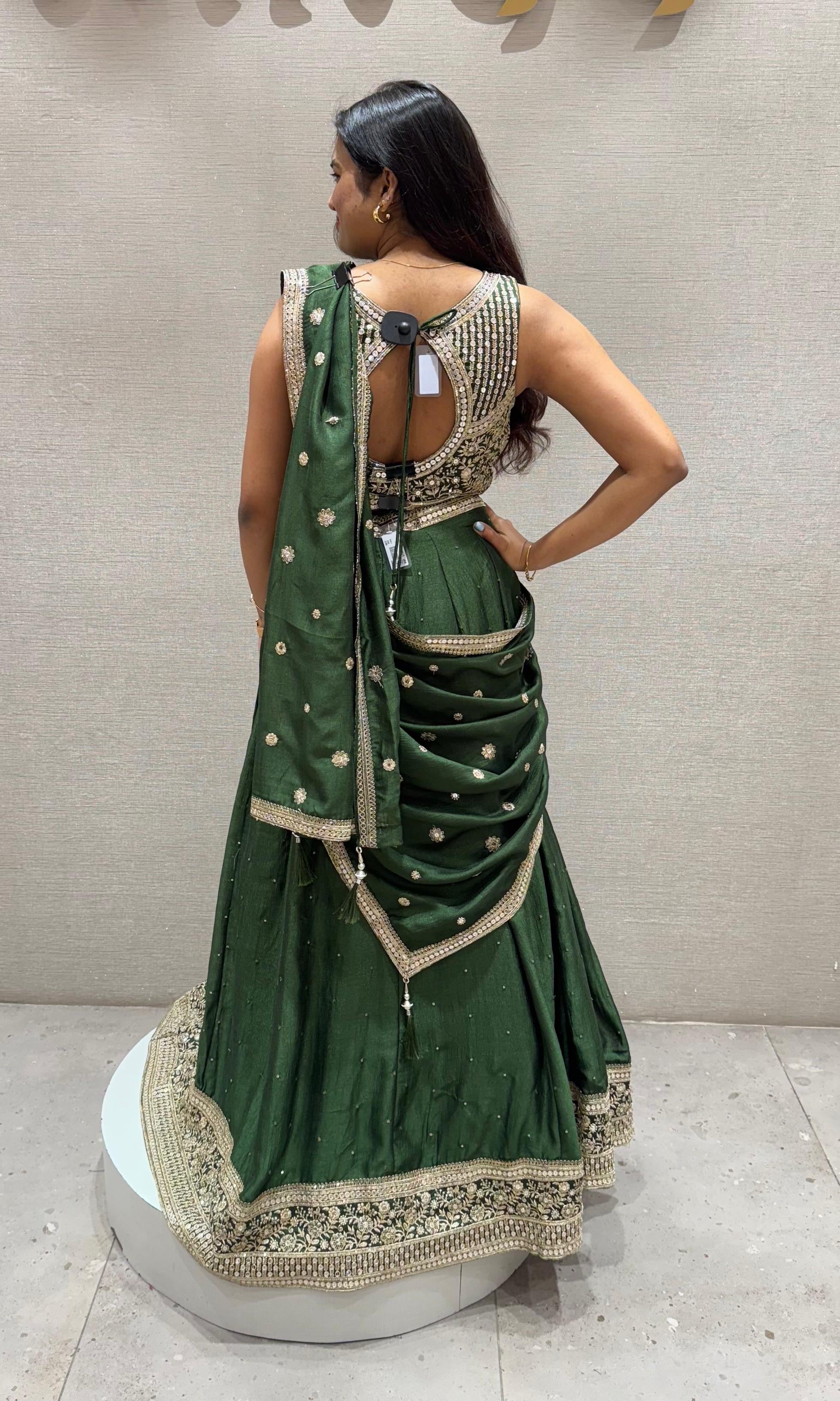 Green Embroidered Lehenga Choli