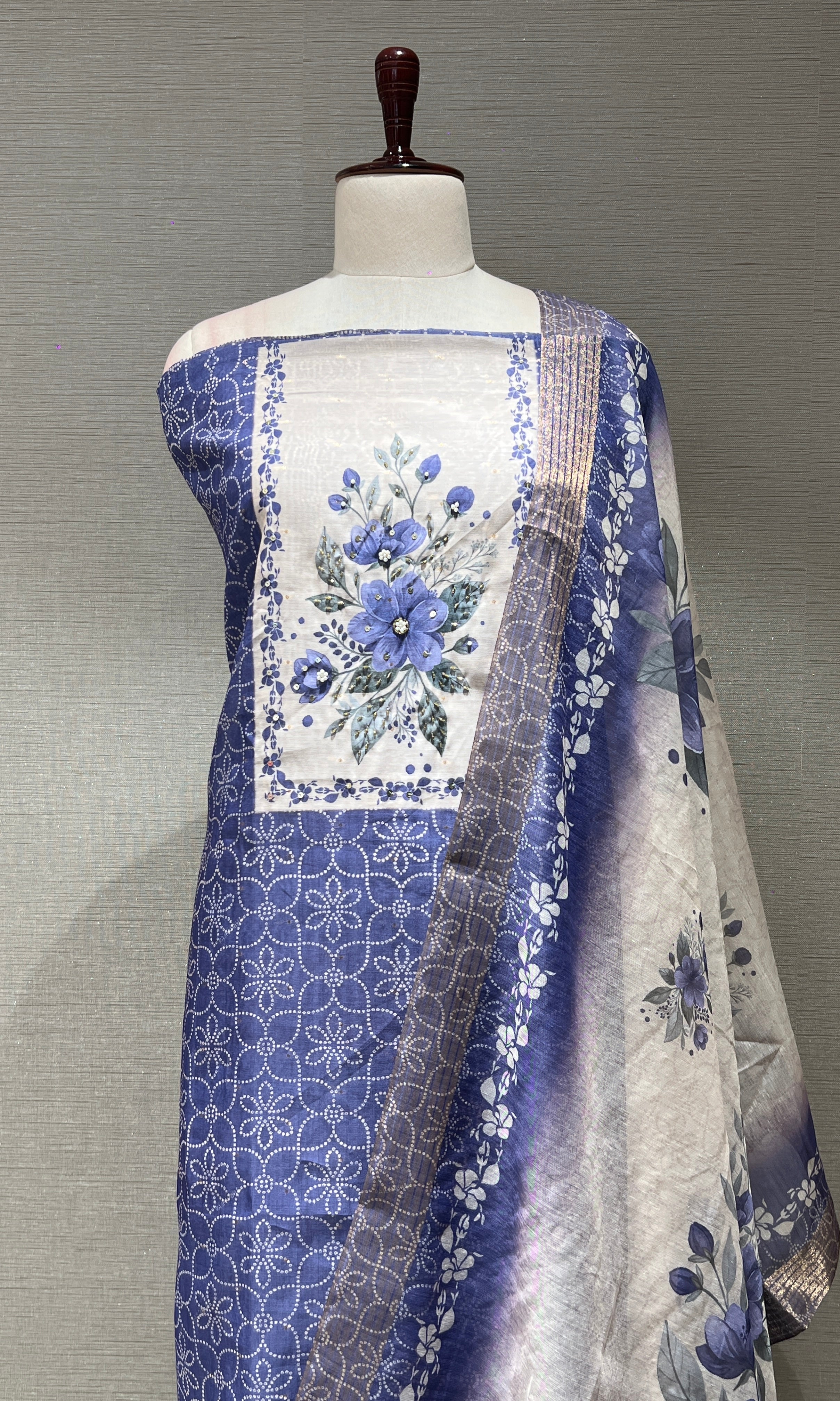 Purple FLORAL dress material