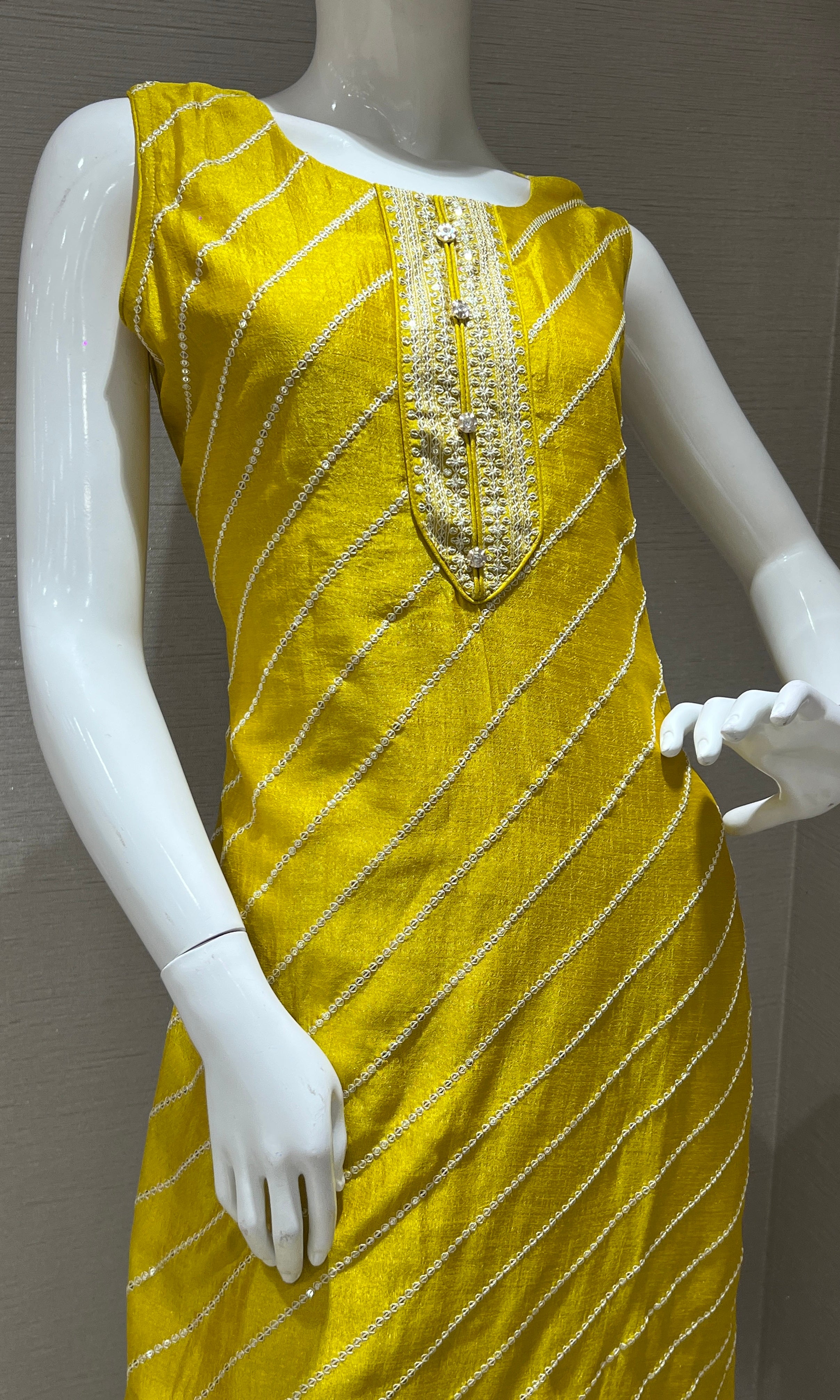 Yellow gold embroidered kurta set