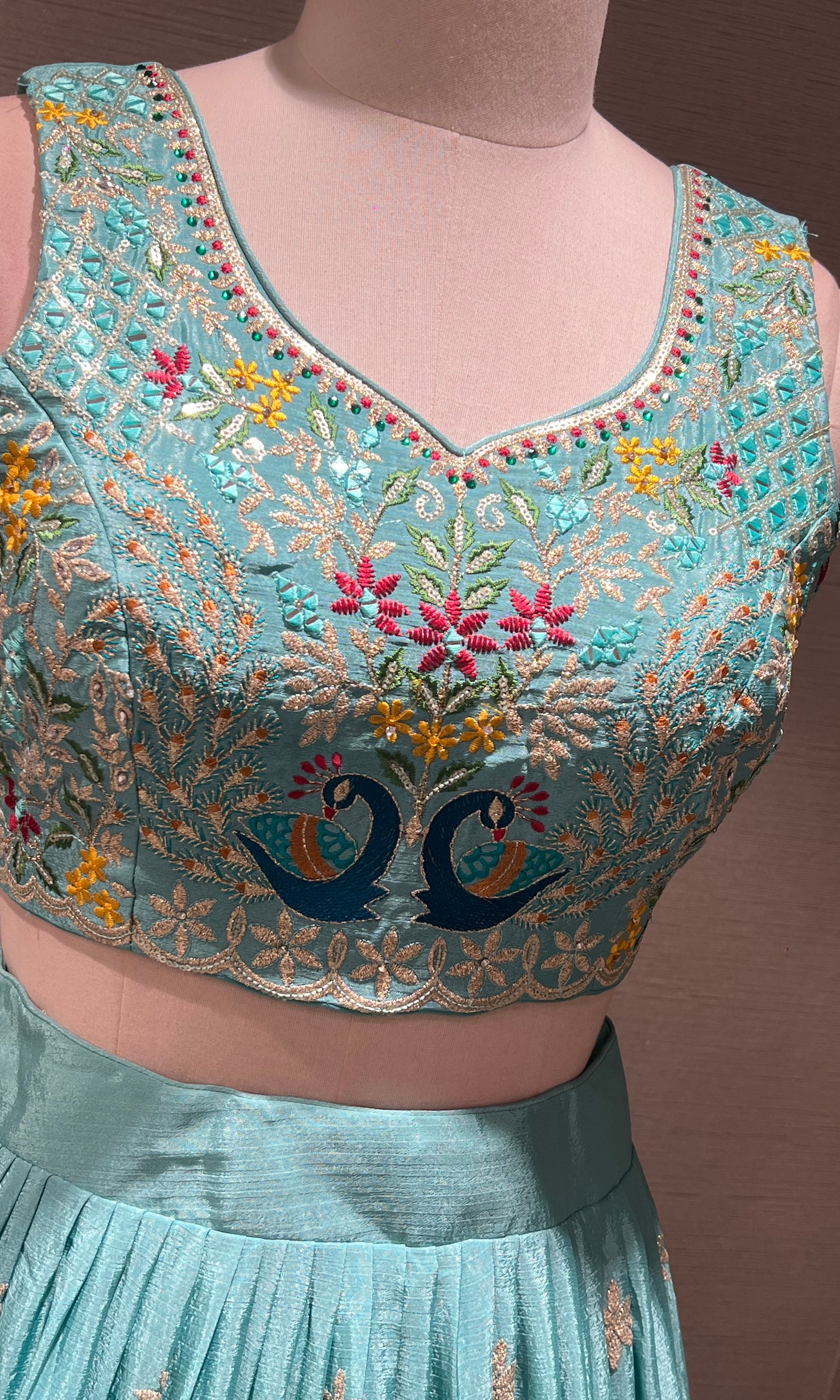 Blue Lehenga WITH PEACOCK DESIGN